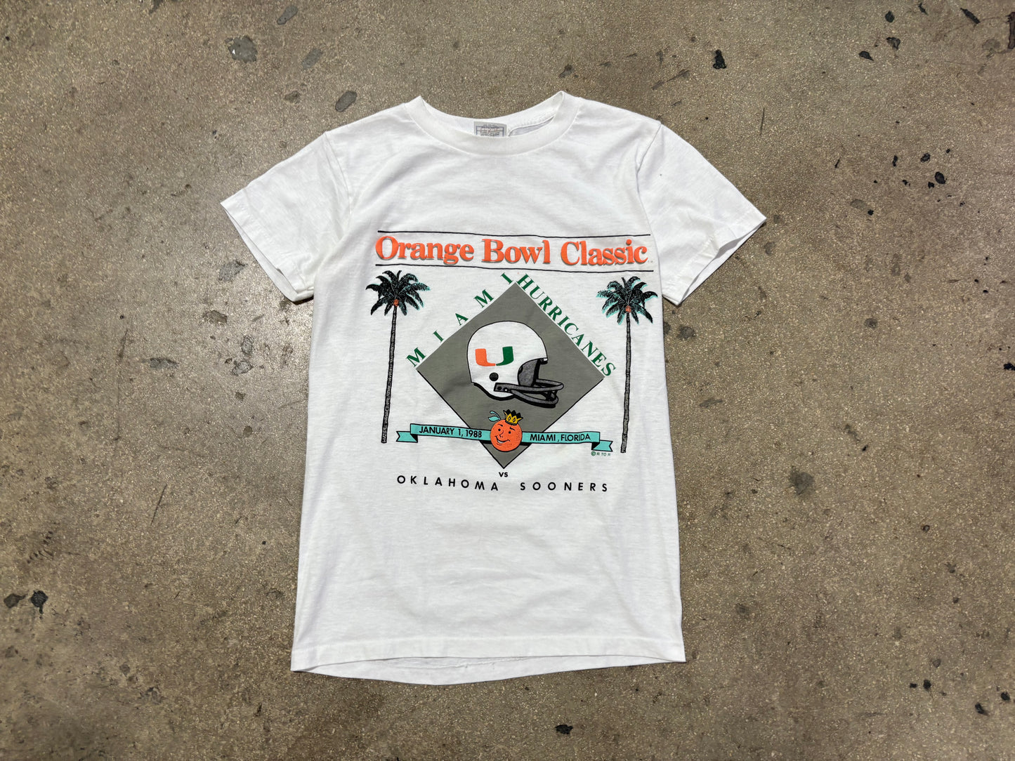 1988 Miami Hurricanes Orange Bowl Classic Tee - White Size Medium