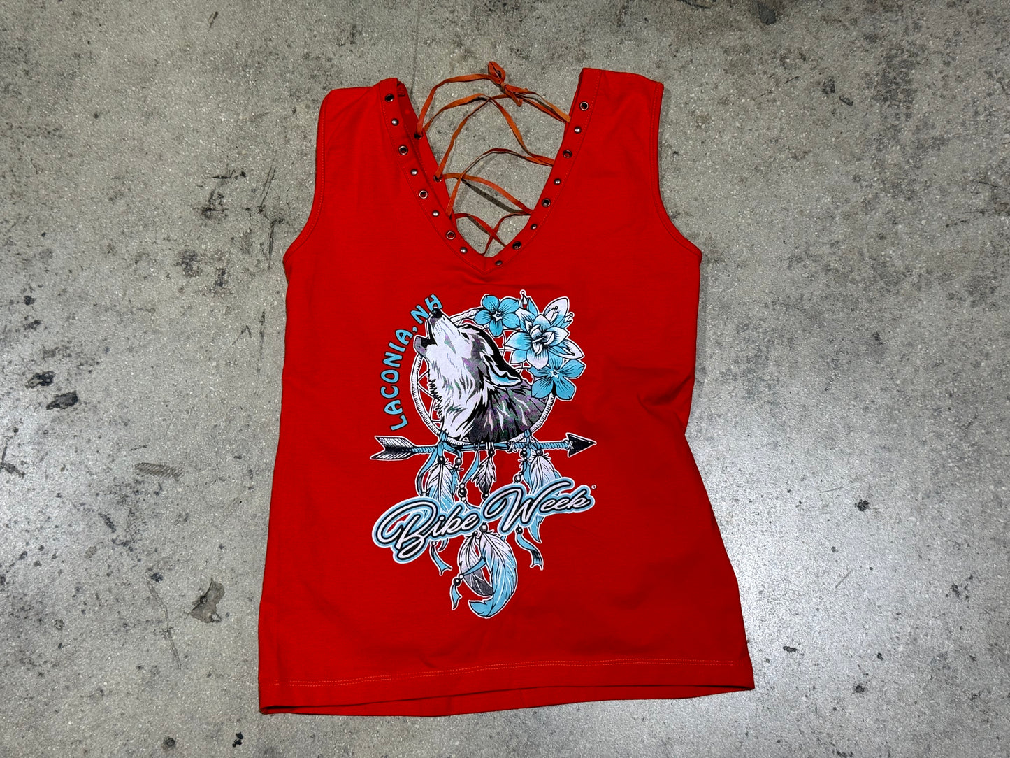 Women's Laconia, NH Bike Week Tank - Orange Size Medium