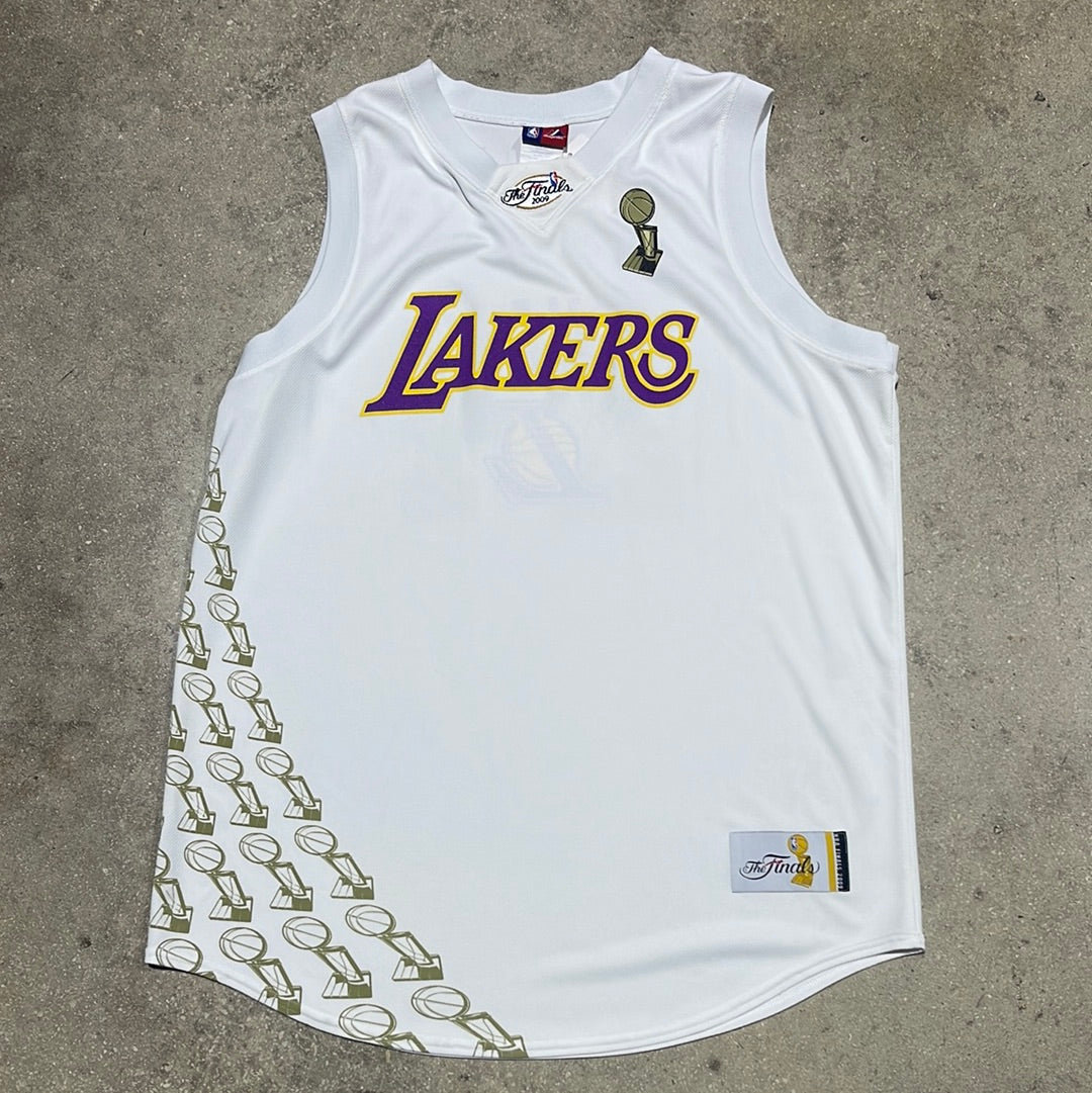 2009 Majestic LA Lakers Kobe Bryant Finals Jersey - White Size Large