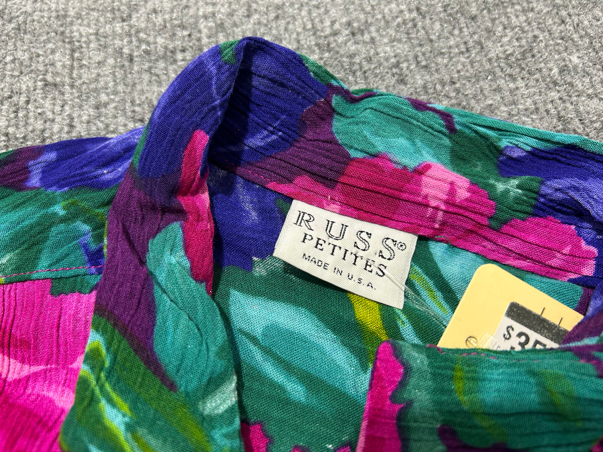 WMNS Ruffle Floral Button Up Top - Multi Size Medium