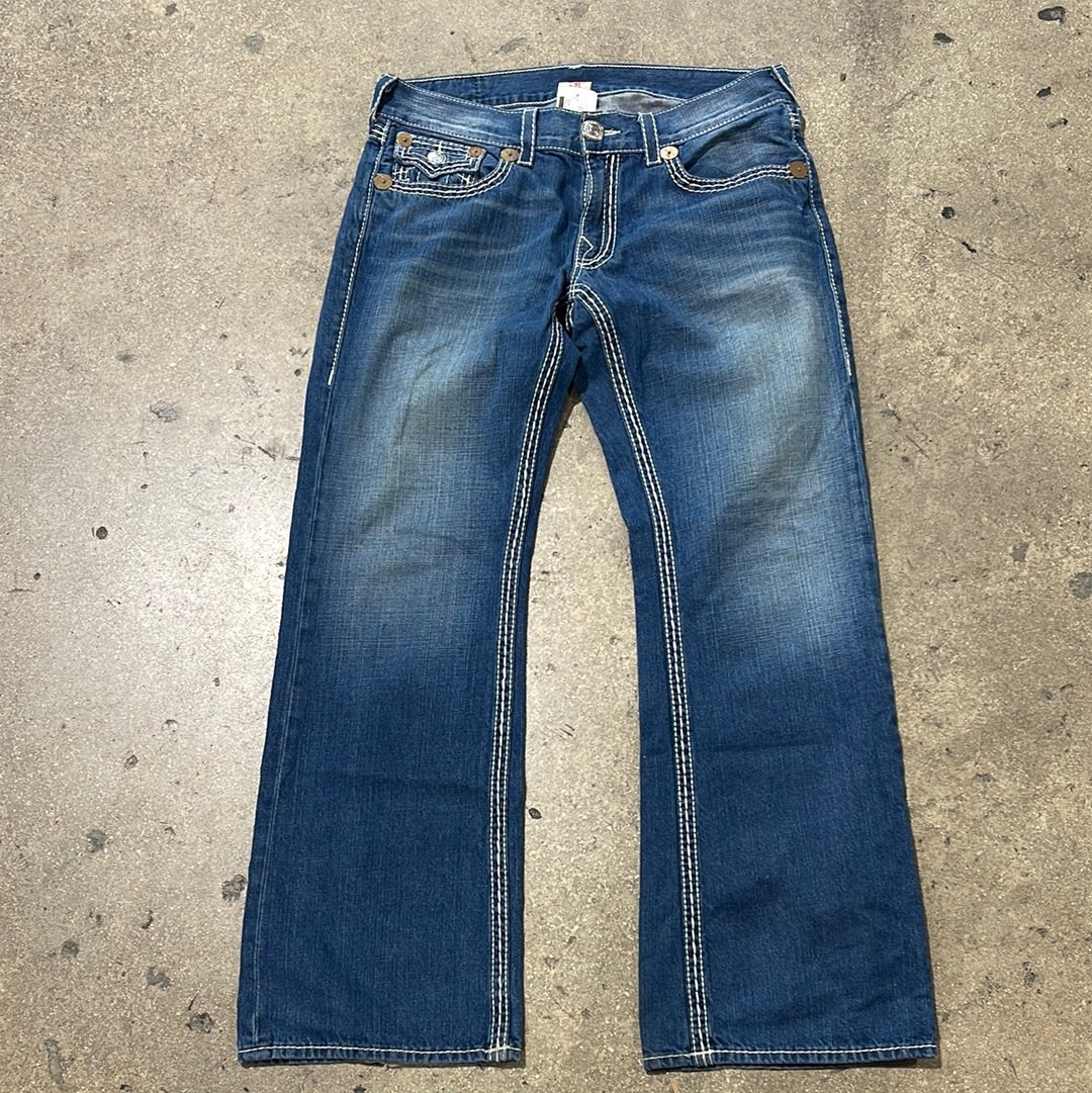 True Religion Baggy Flare Denim - Blue Size 36x33