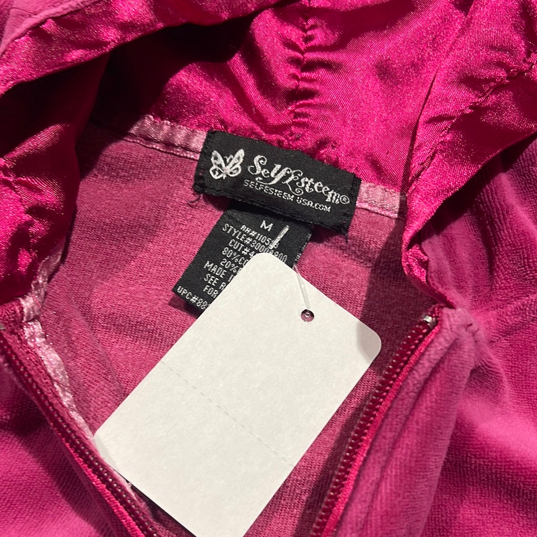Women's Self Esteem Zip Up Hoodie - Pink Size Medium