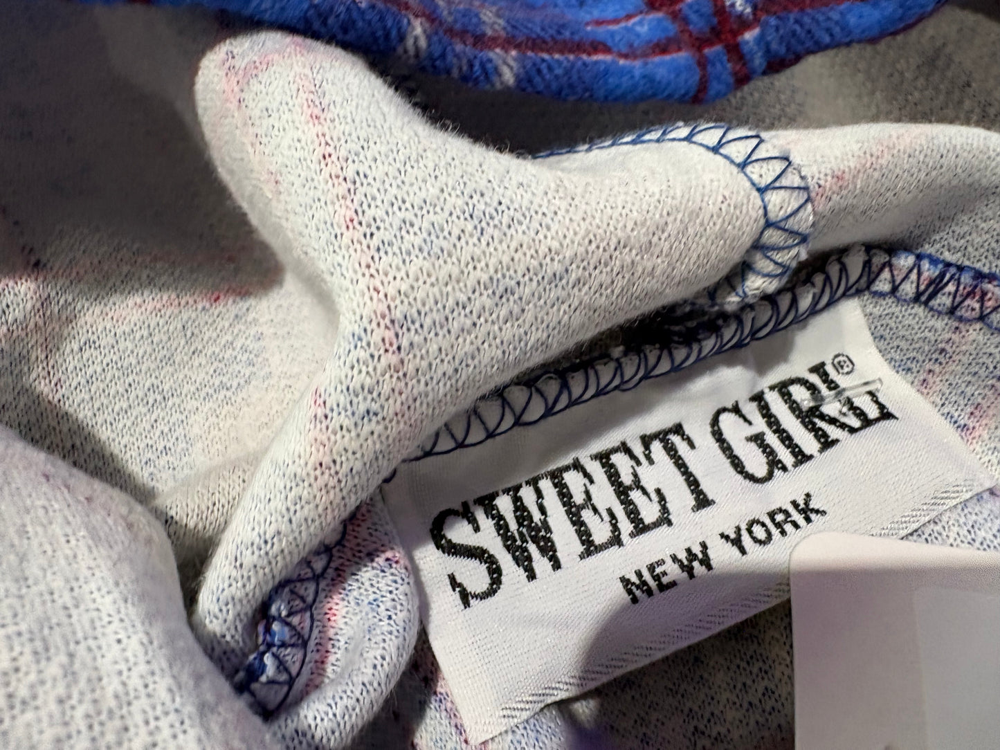 Sweet Girl Plaid Pull Over Hoodie - Blue/ Red Size Medium