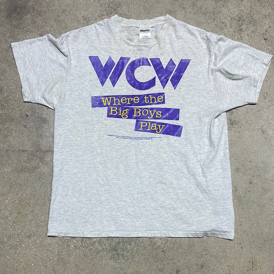 1998 WCW Where The Big Boys Play Tee - Ash Grey Size XL