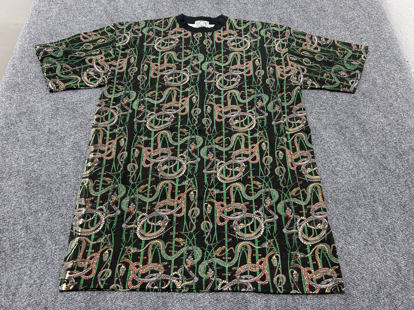 Evisu Snake & Bamboo AOP Tee - Black Size XL