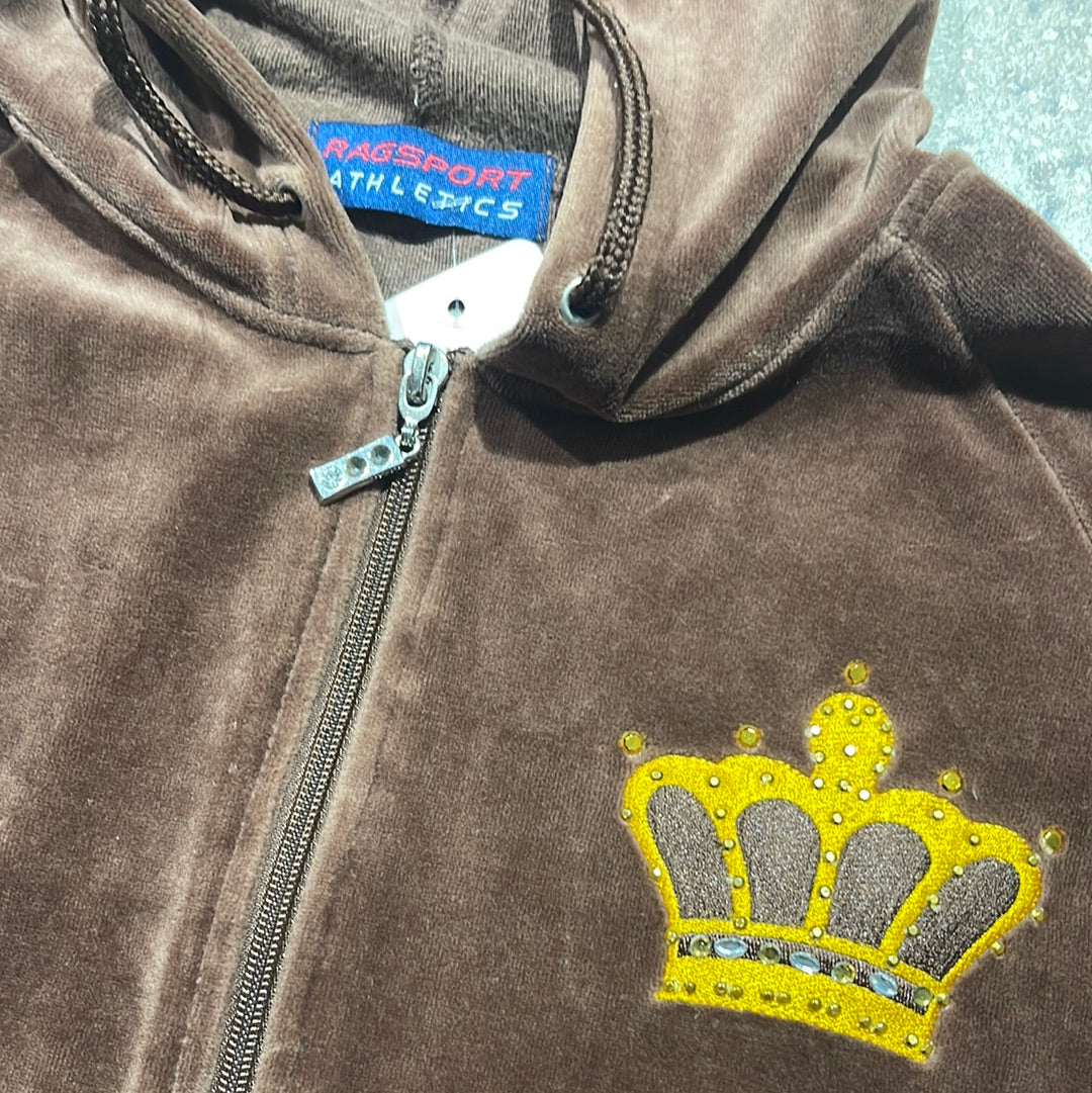 Women's Ragsport Athletics Crown Zip Up Hoodie - Brown Size Small