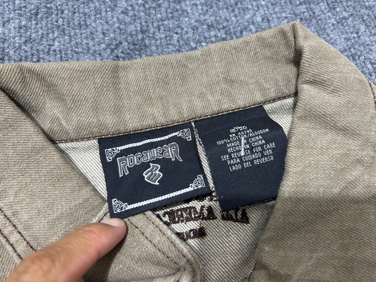 Rocawear Lion Denim Jacket - Brown Size XL