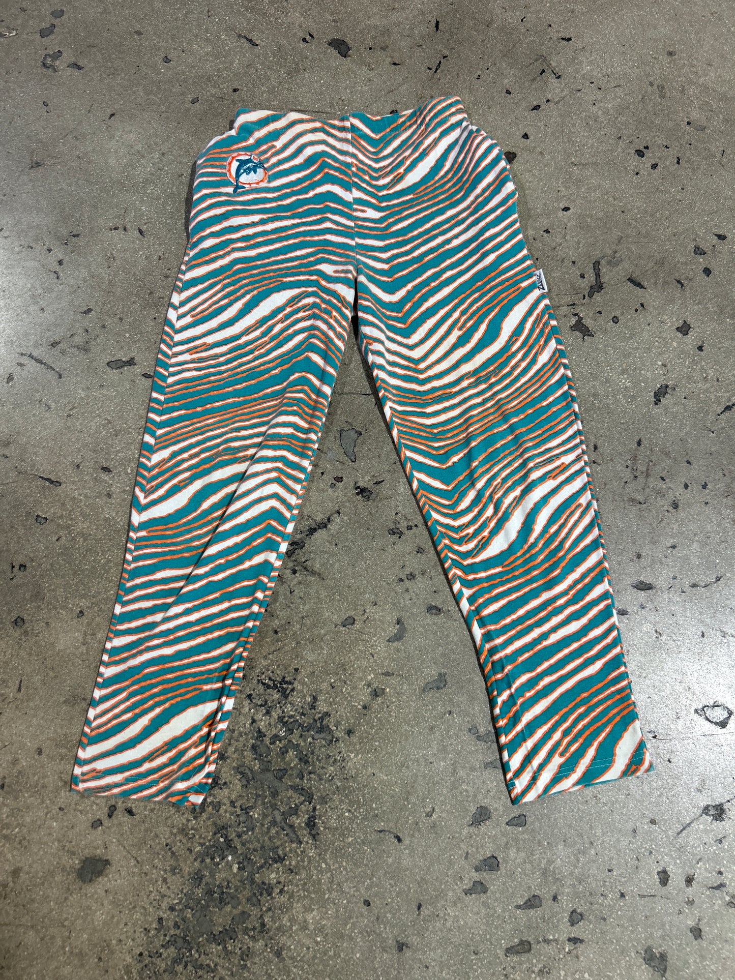 Zubaz Miami Dolphins Zebra Pattern Sweatpants - Teal/Orange Size Small