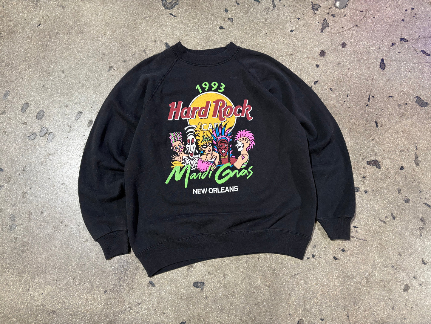 1993 Hard Rock Mardi Gras Crewneck - Black Size Large