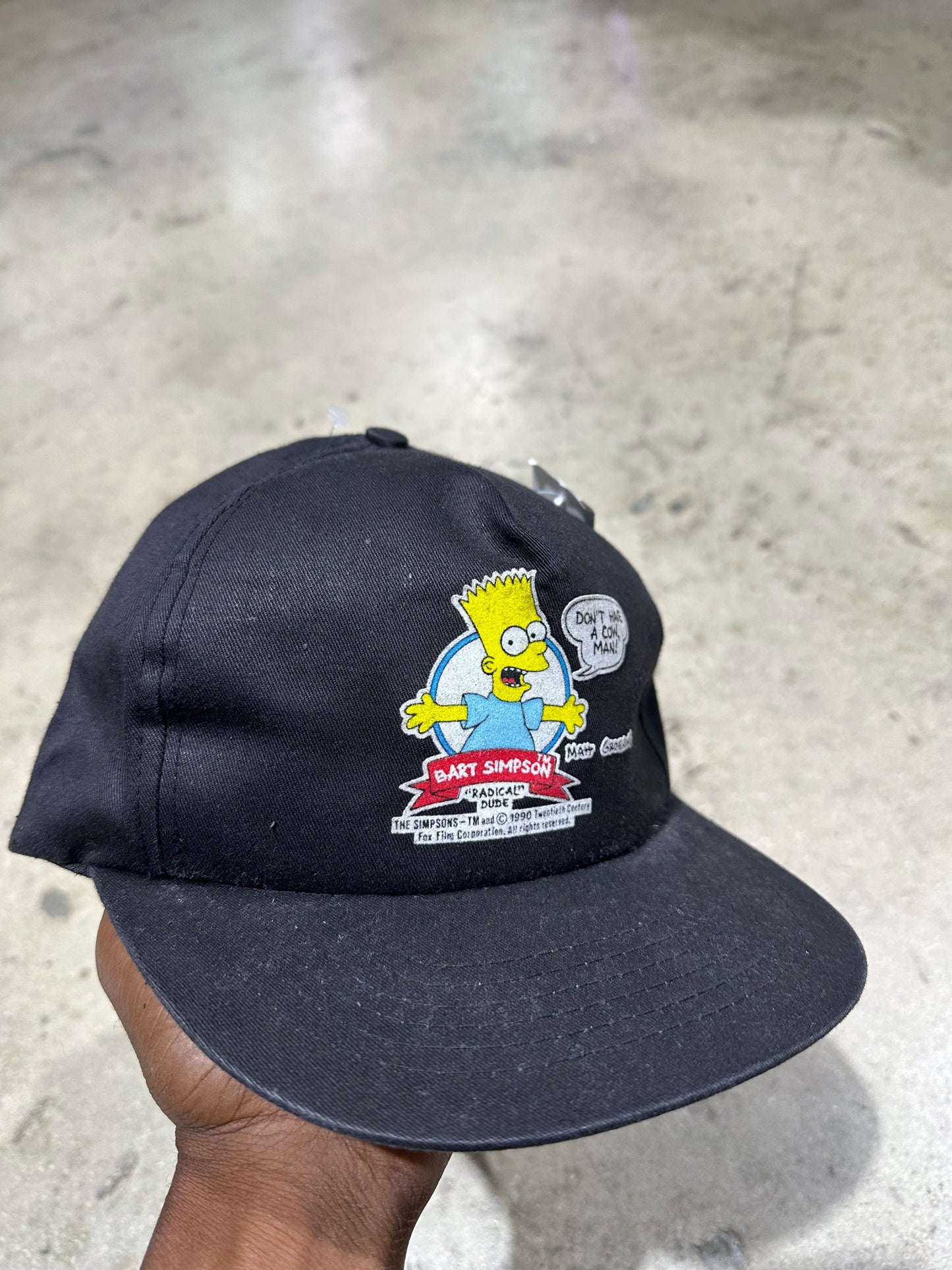 1990 The Simpsons Bart Have a Cow Snapback - Black
