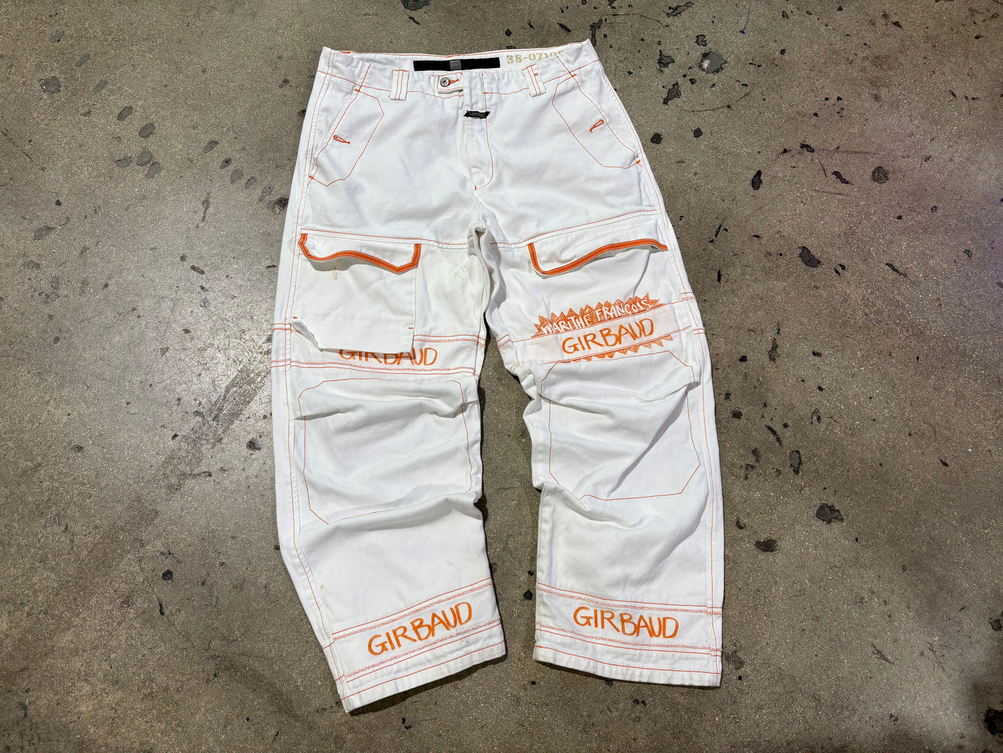 Marithe Francois Girbaud Dolphins Shuttle Denim Pants - White/ Orange Size 38