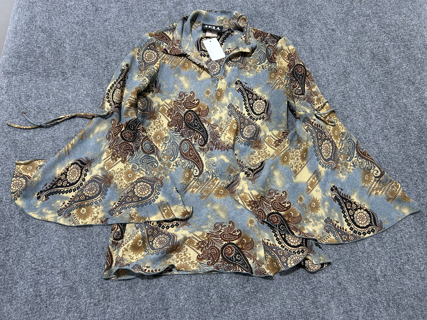 WMNS JKLA Paisley Longsleeve Top - Blue/Brown Size Large