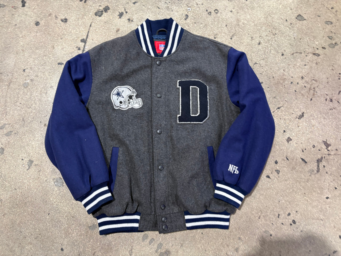 Dallas Cowboys Letterman Jacket - Grey Size Large