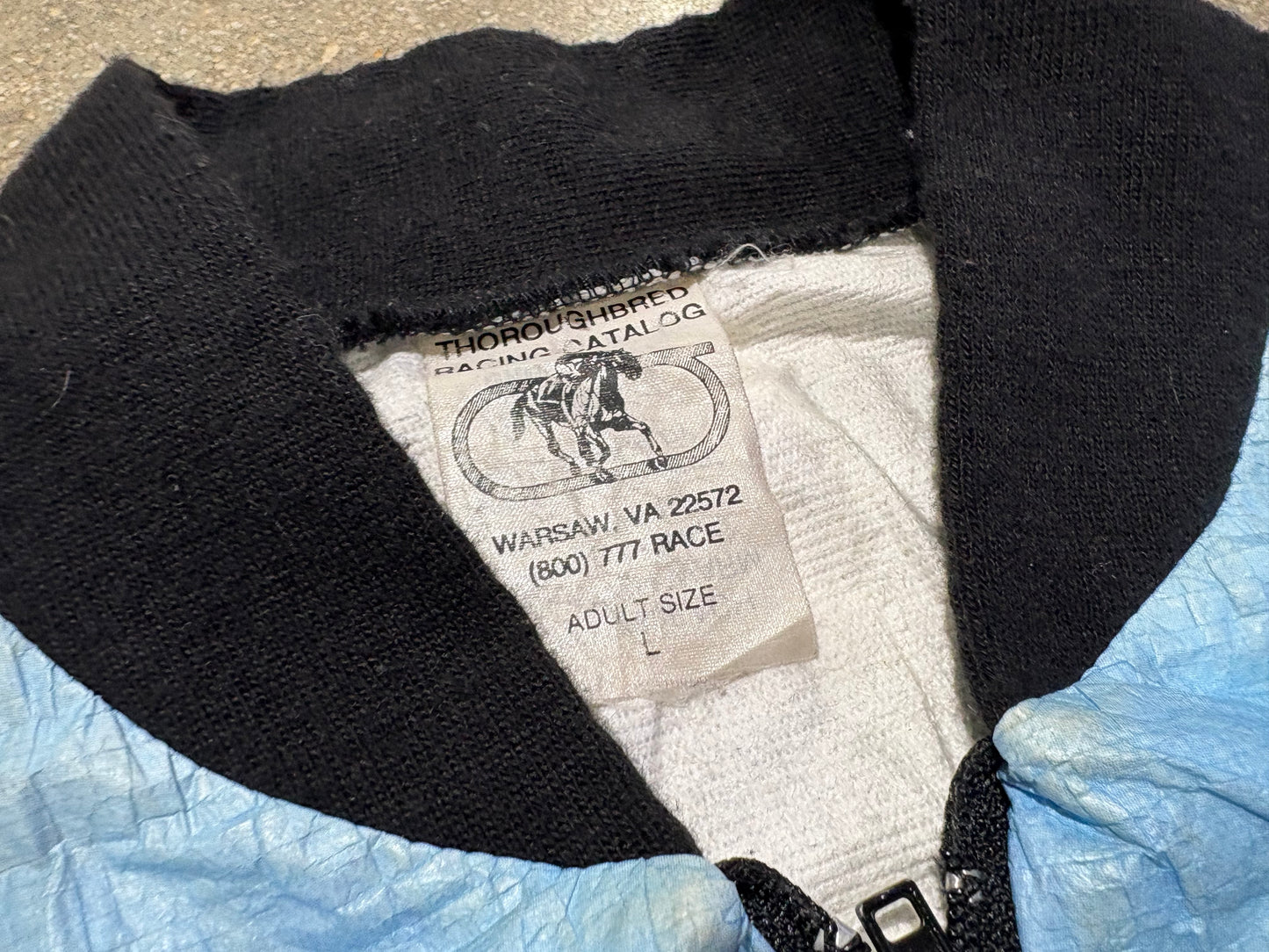 Thoroughbred Horse Racing Light Windbreaker Jacket - Blue/Brown Size Large
