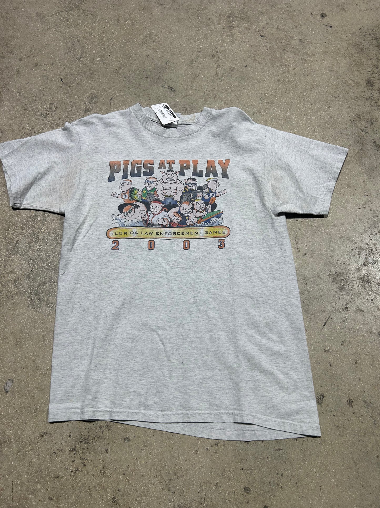 2003 Pigs At Play Tee - Grey Size Large