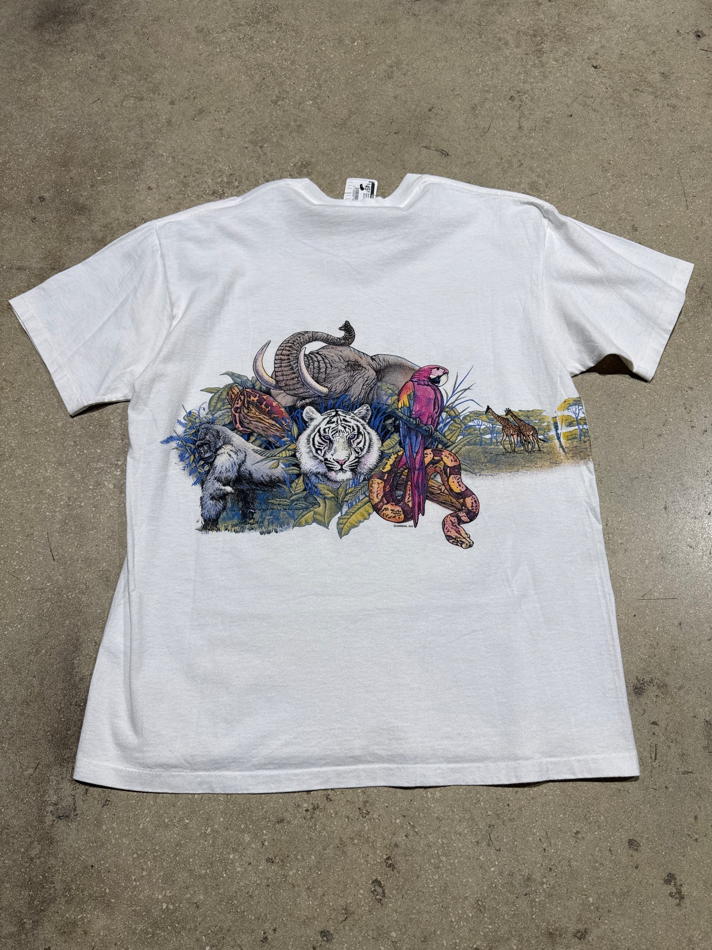 Busch Garden Double Sided Animal Tee - White Size XL (22x28)