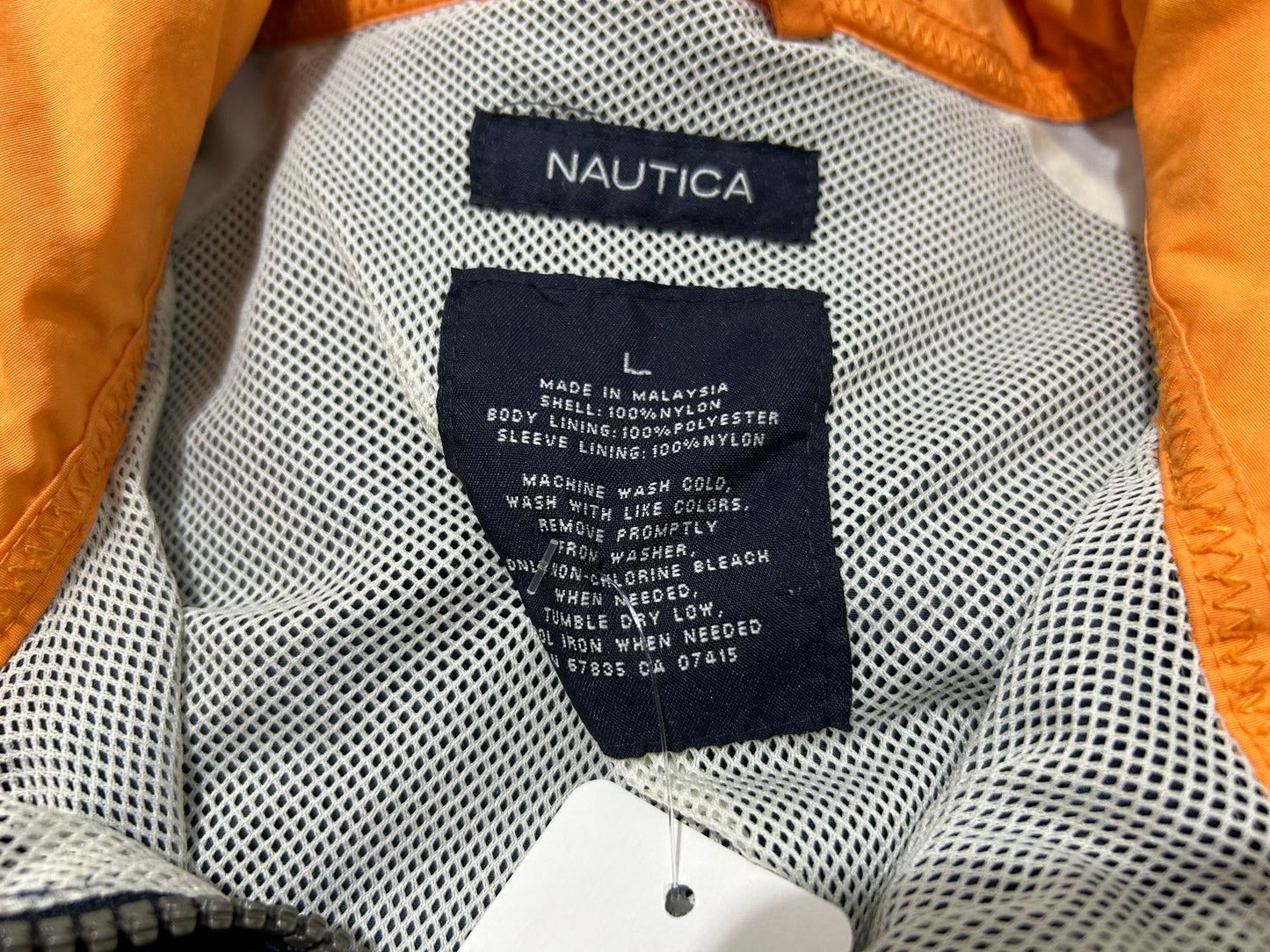 Nautica Color Blocked Windbreaker Jacket - Navy / Orange Size Large