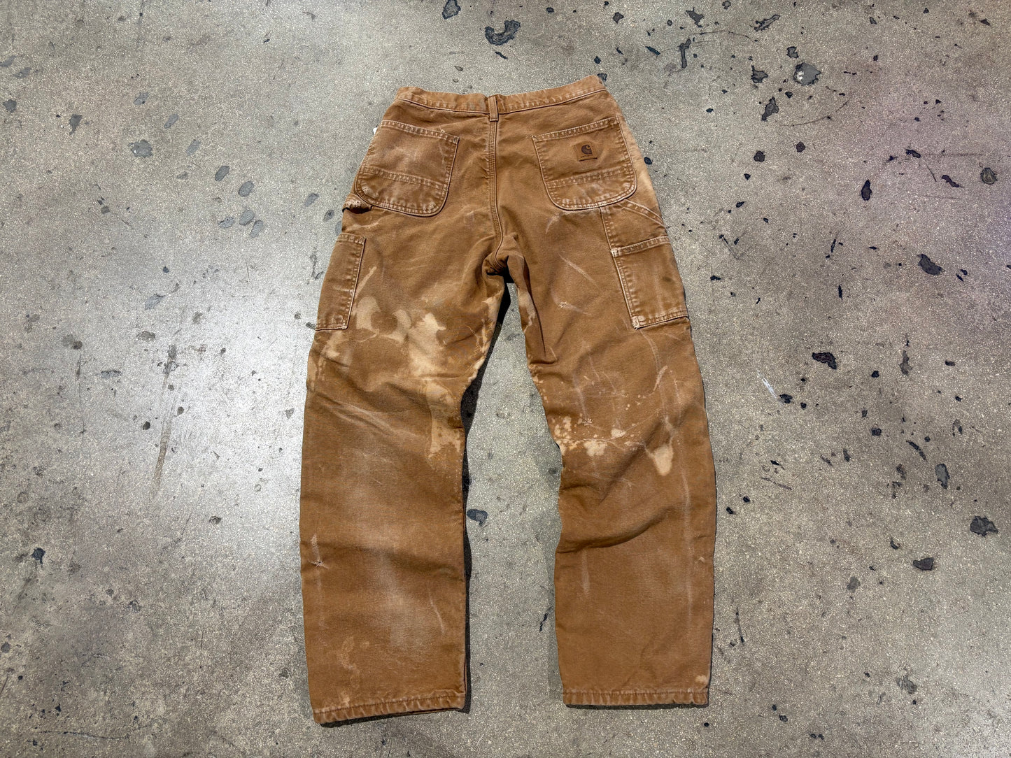 Bleached Dyed Carhartt Carpenter Pants - Khaki Size 30 x 30