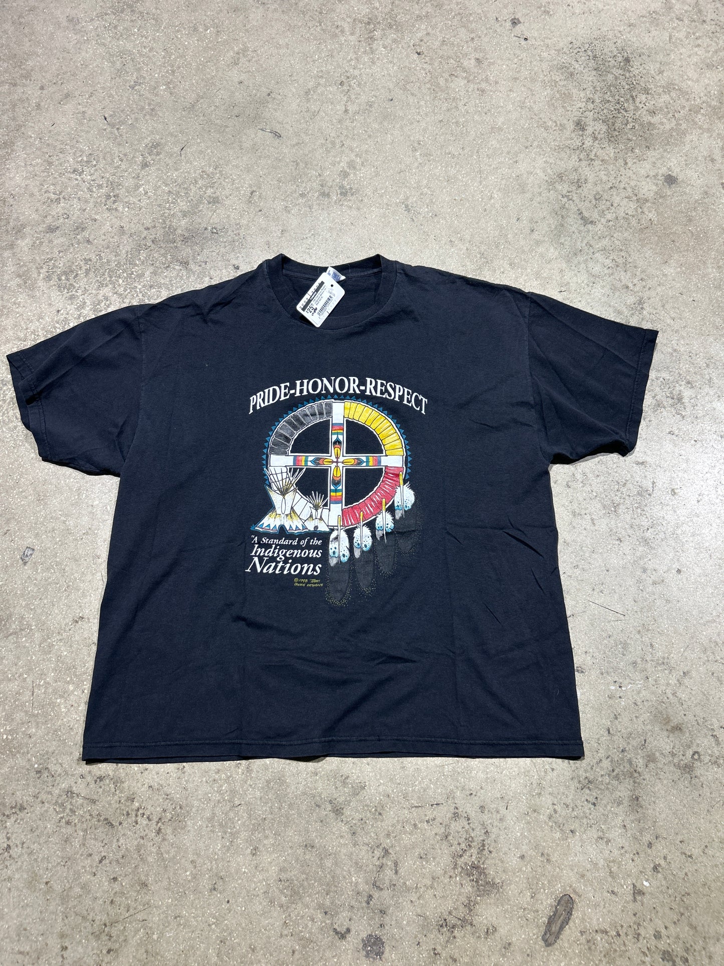 1998 Pride Honor Respect Indigenous Nations Tee - Black Size XL