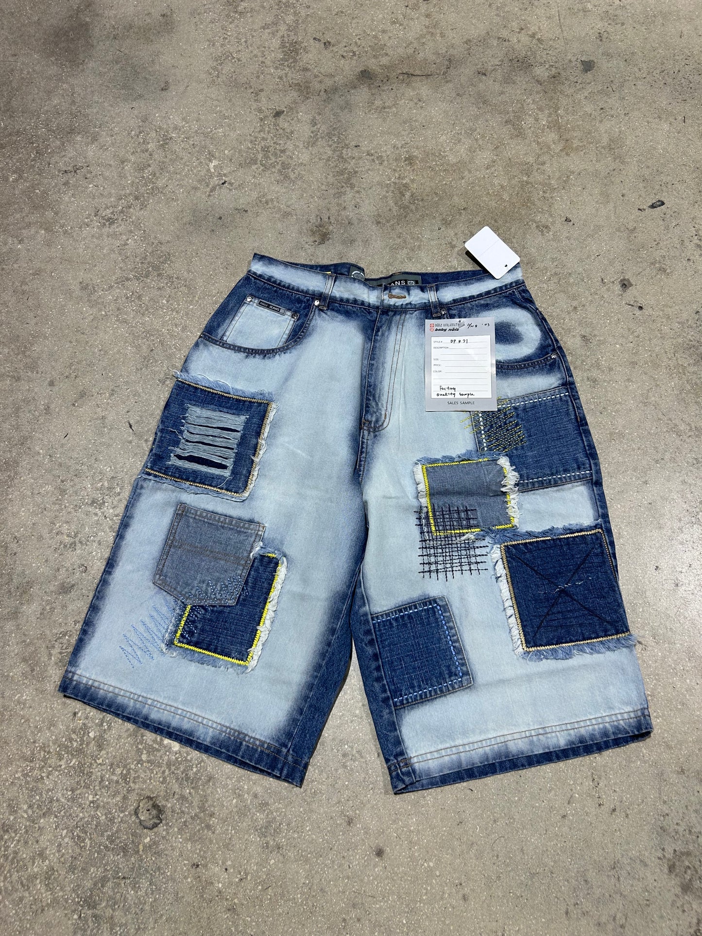 Noiz Patchwork Denim Shorts - Bleached Size 34