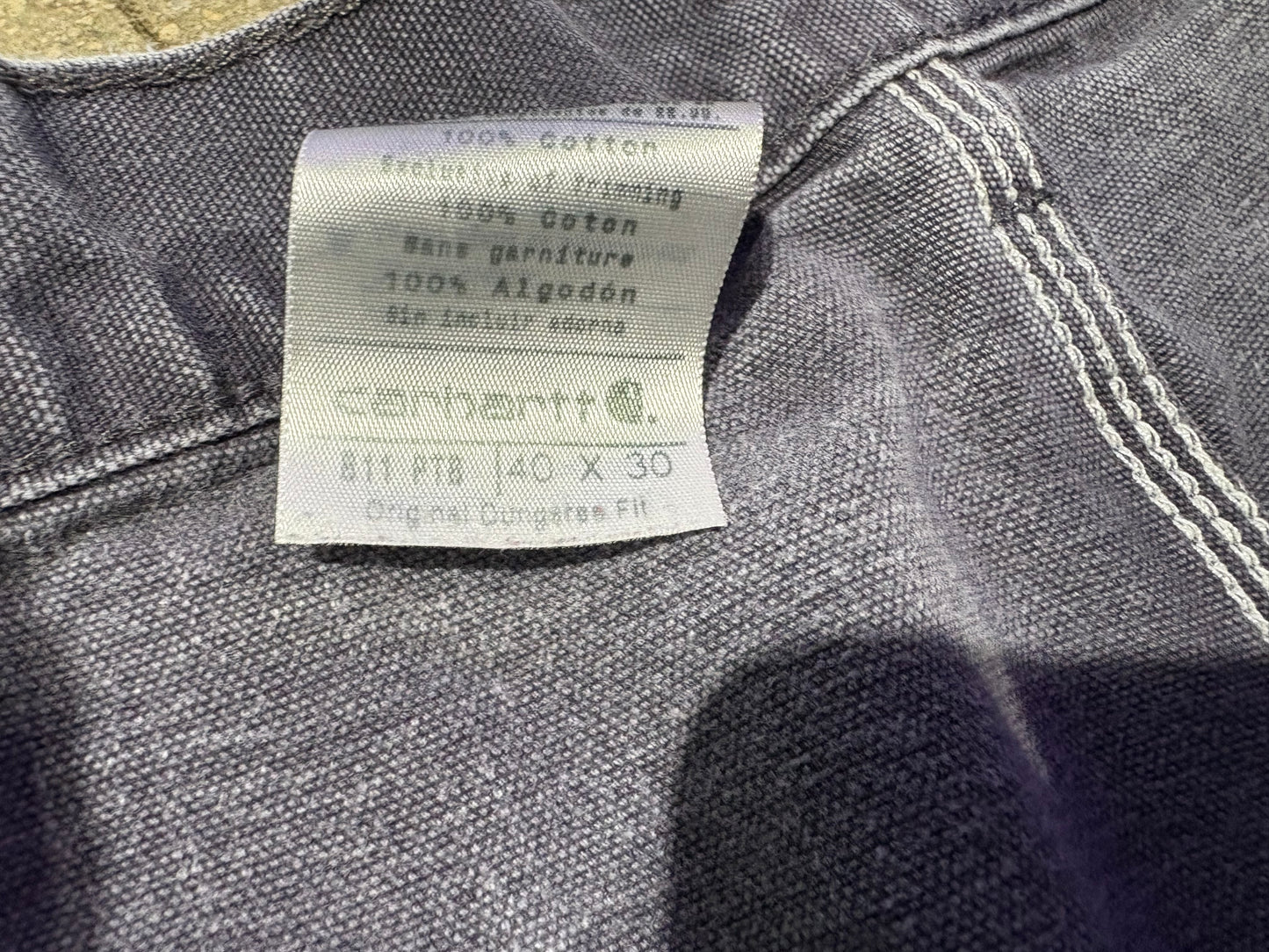 Distressed Carhartt Carpenter Pants - Faded Navy Size 40x30