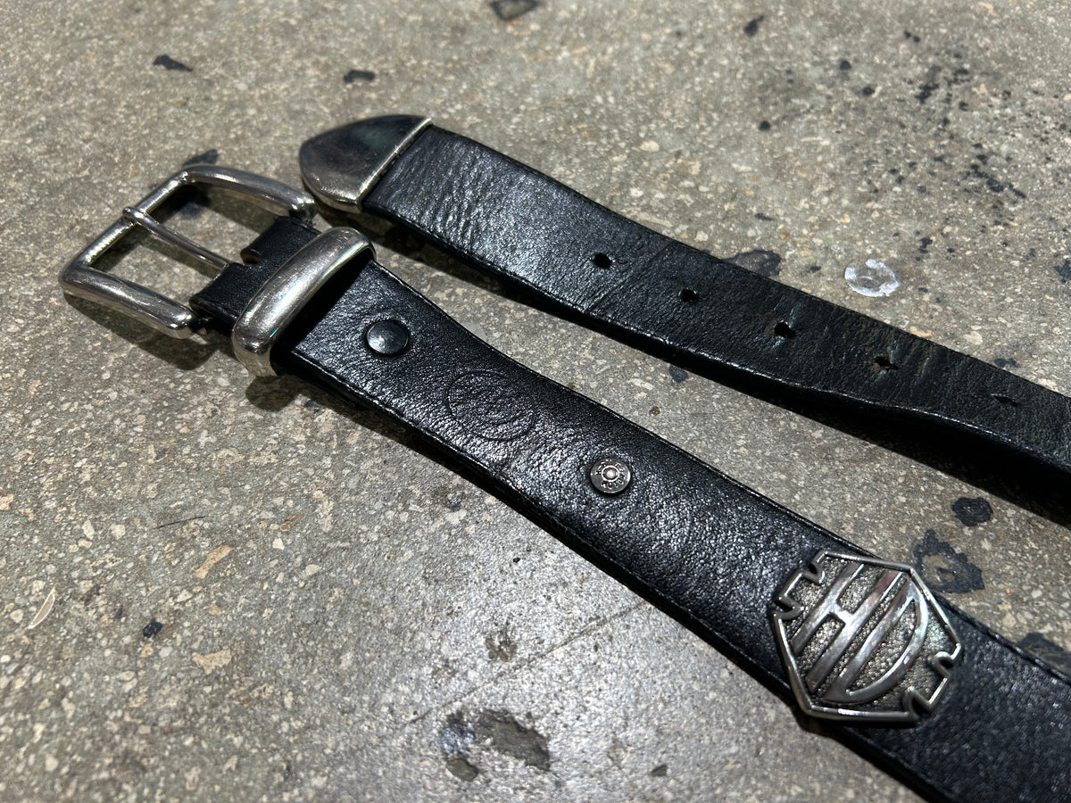 Harley Davidson Emblem Leather Belt - Black 43 Inches