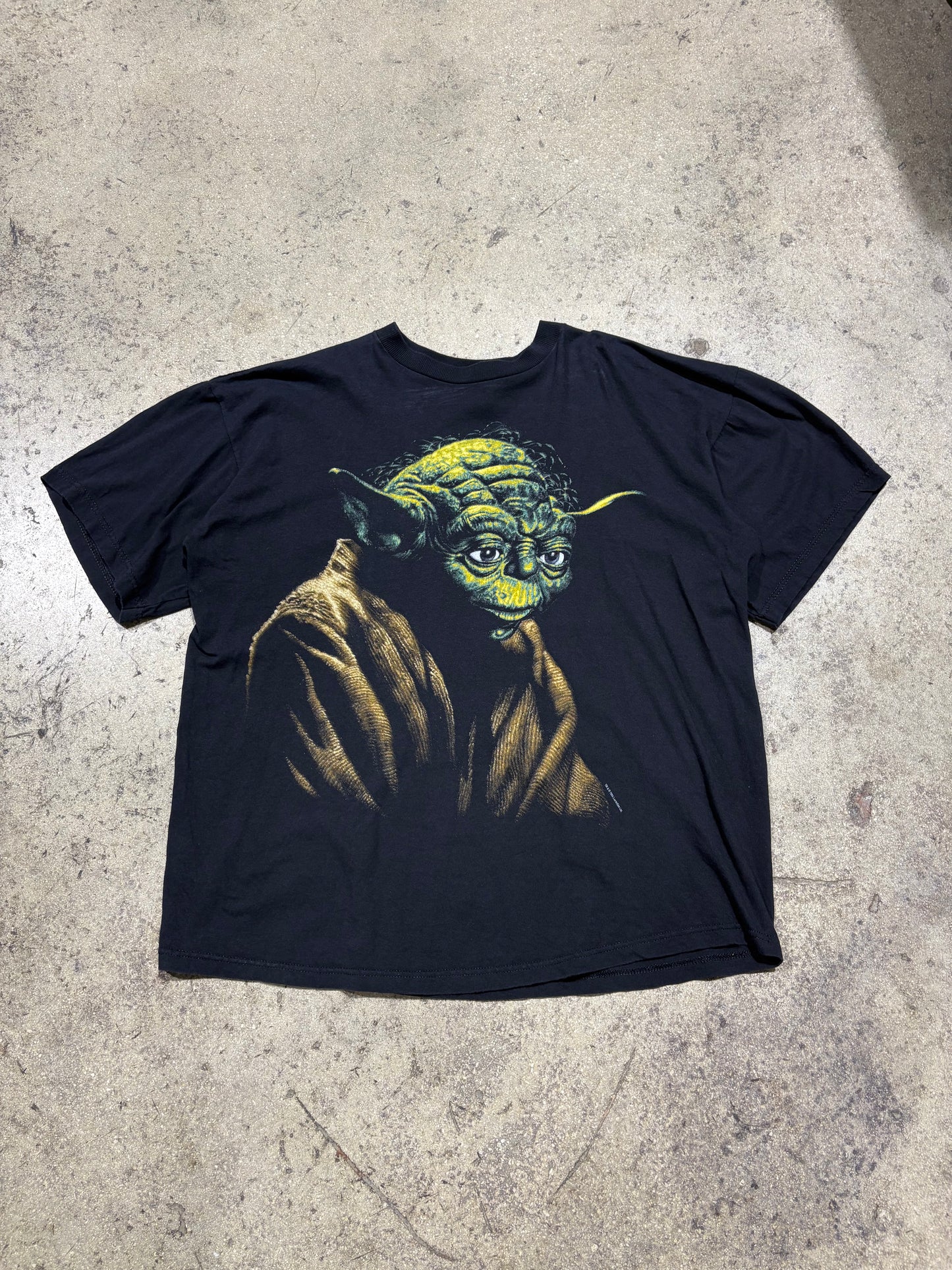1995 Star Wars Yoda Tee - Black Size XL (25x28.5)