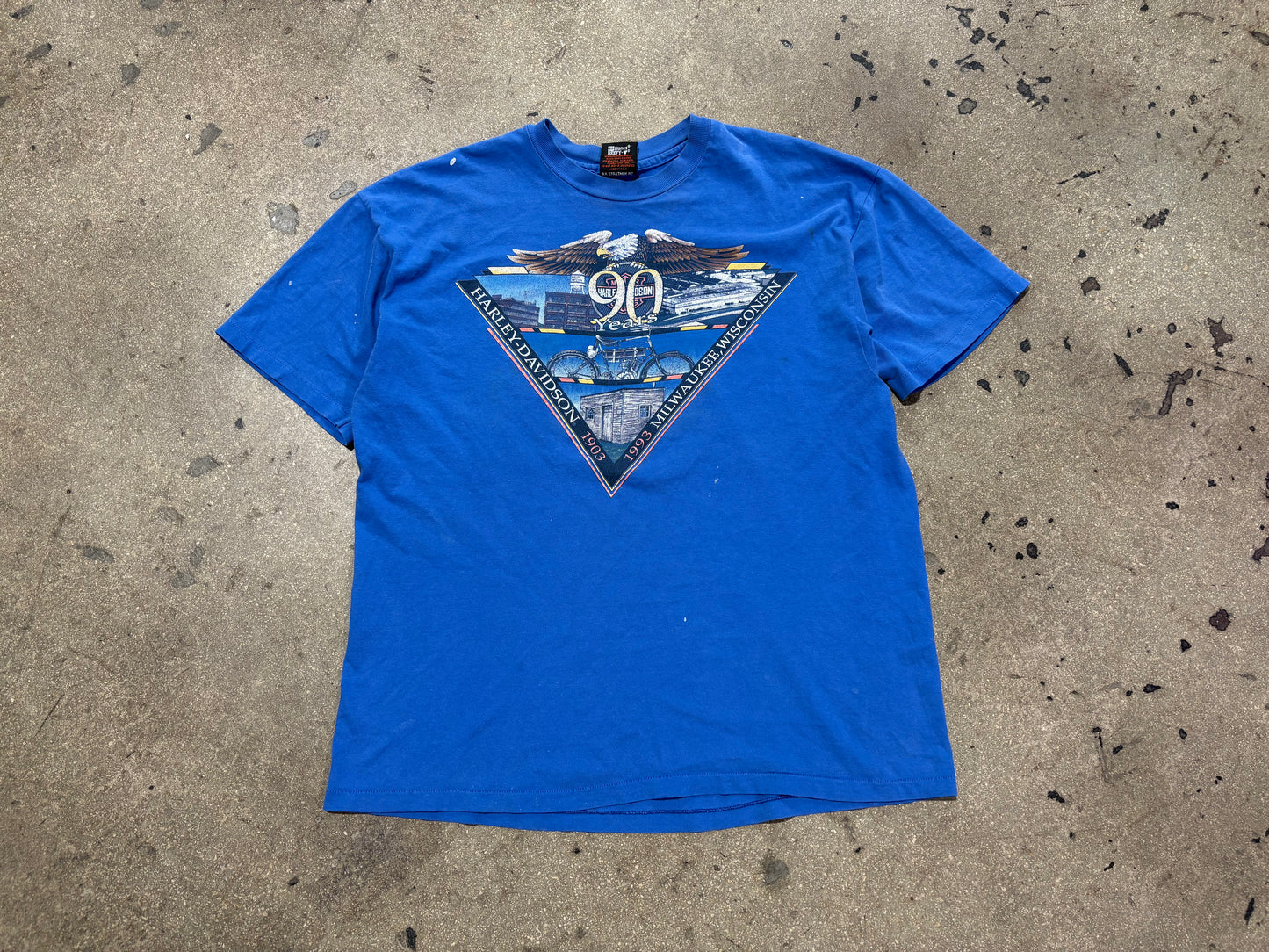 1993 Harley Davidson 90 Years Tee - Blue Size XL