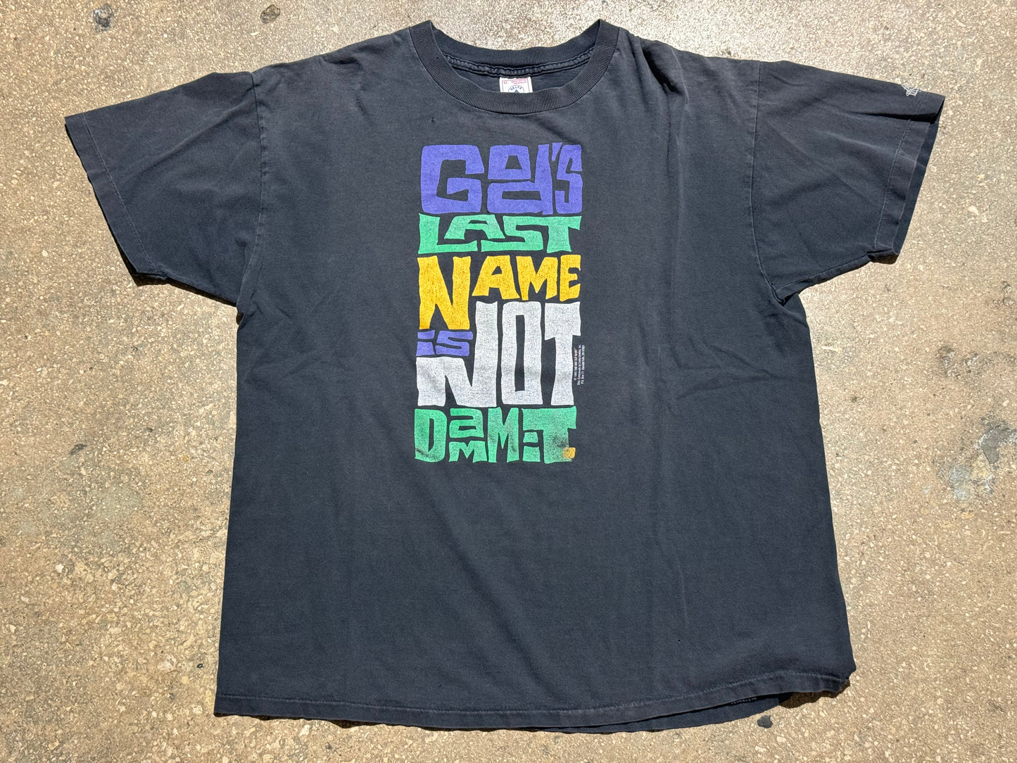 1993 God's Last Name Tee - Faded Black Size XL