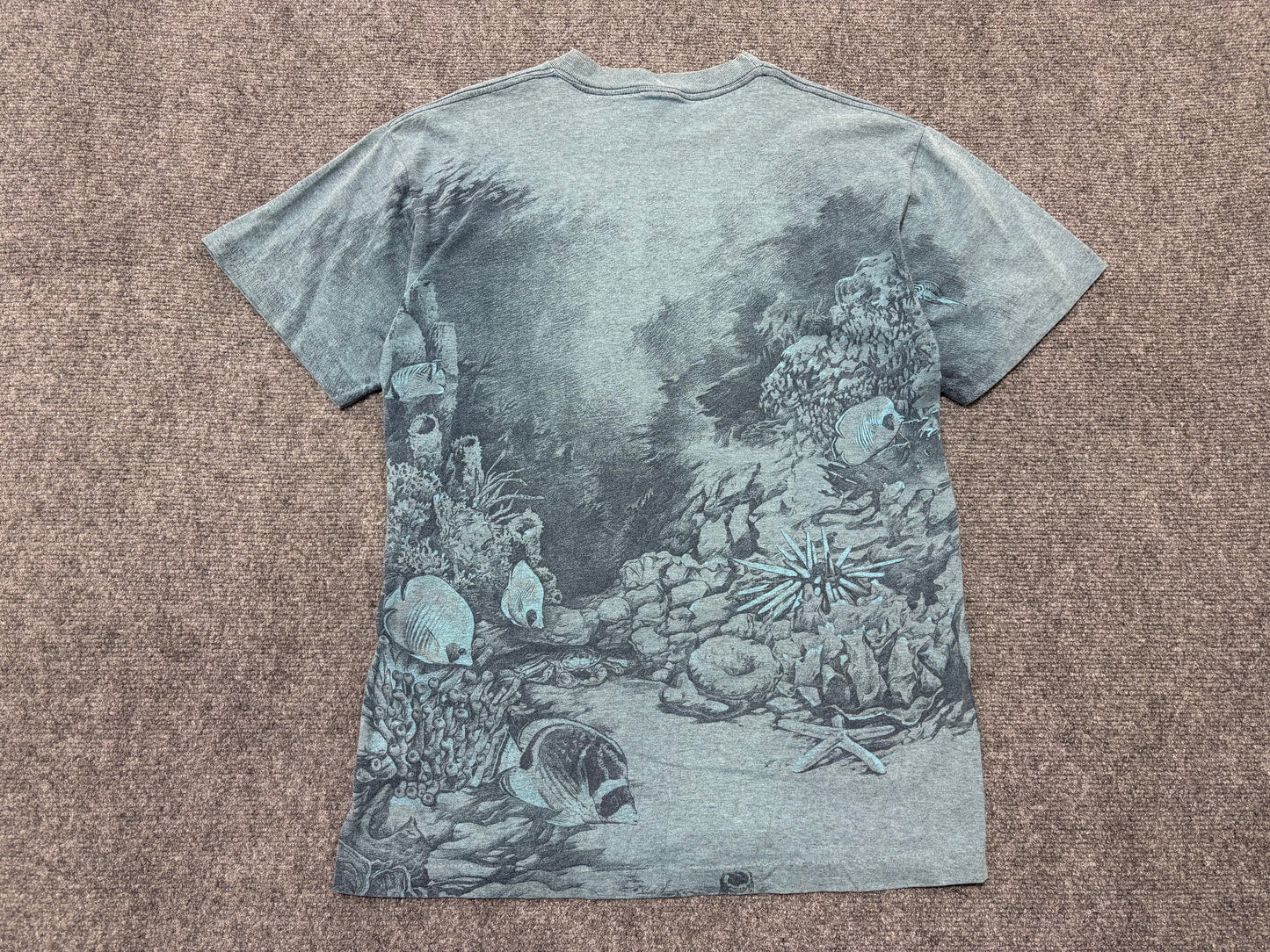 Ocean Base Atlantic Sharks AOP Tee - Blue Size Medium