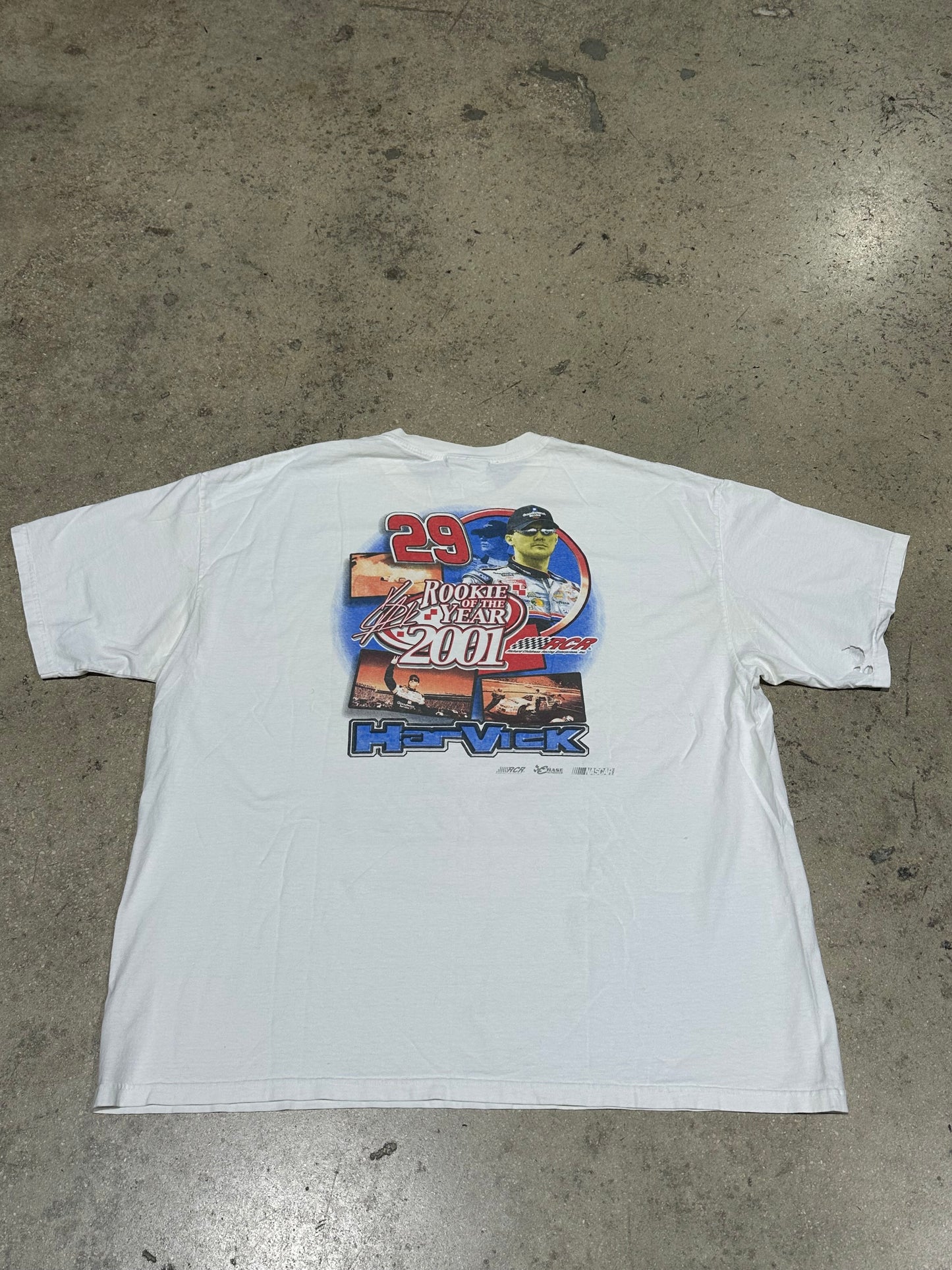 2001 Nascar Kevin Harvick Rookie Of The Year Tee - White Size XXL