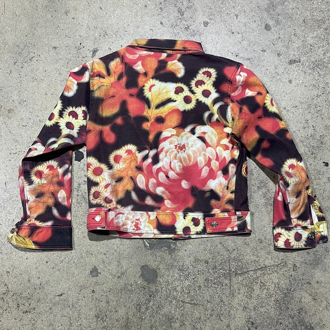 Women's Kokomo Bedazzled Floral Denim Jacket - Red Size Large
