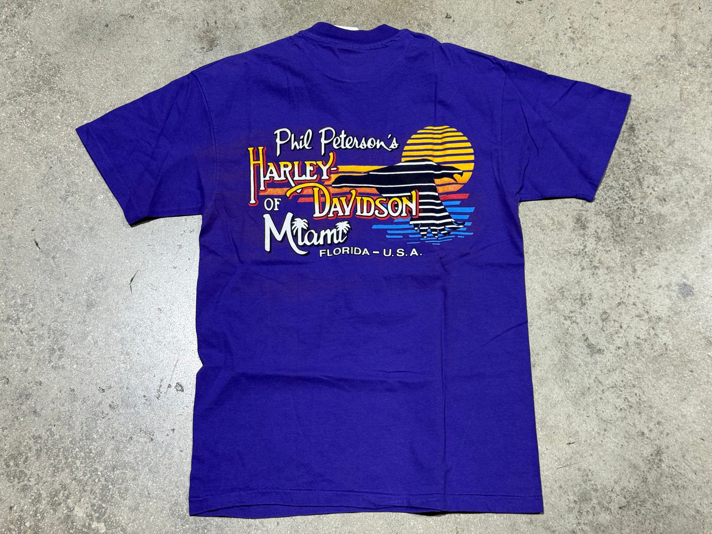 1990 Harley Davidson In Full Color Tee - Purple Size Medium