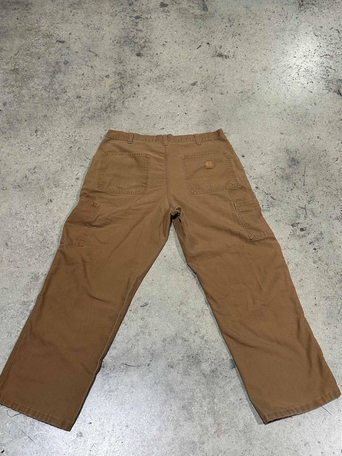 Distressed Carhartt Carpenter Pants - Dark Khaki Size 34x30