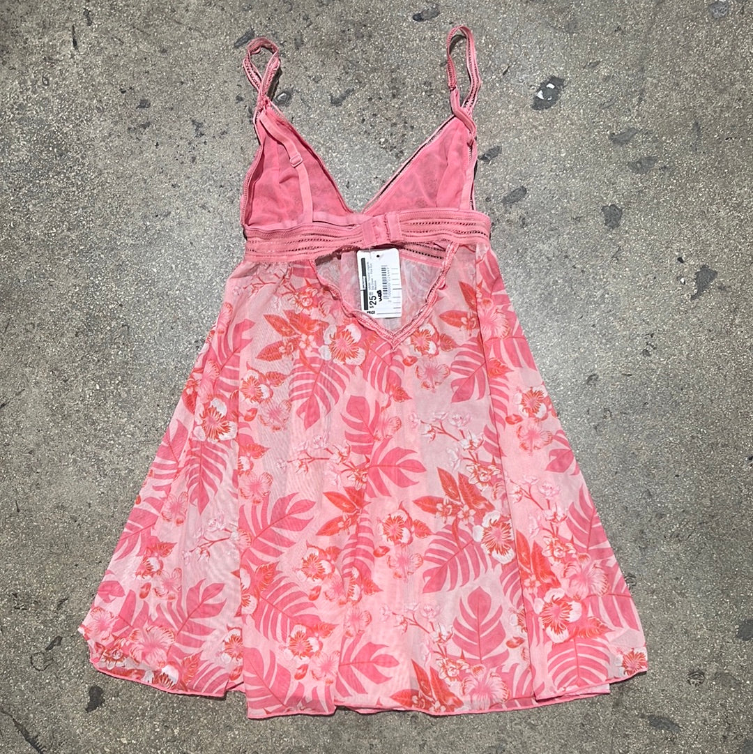 WMNS Tropical Lingerie Slip Dress - Pink Size Medium