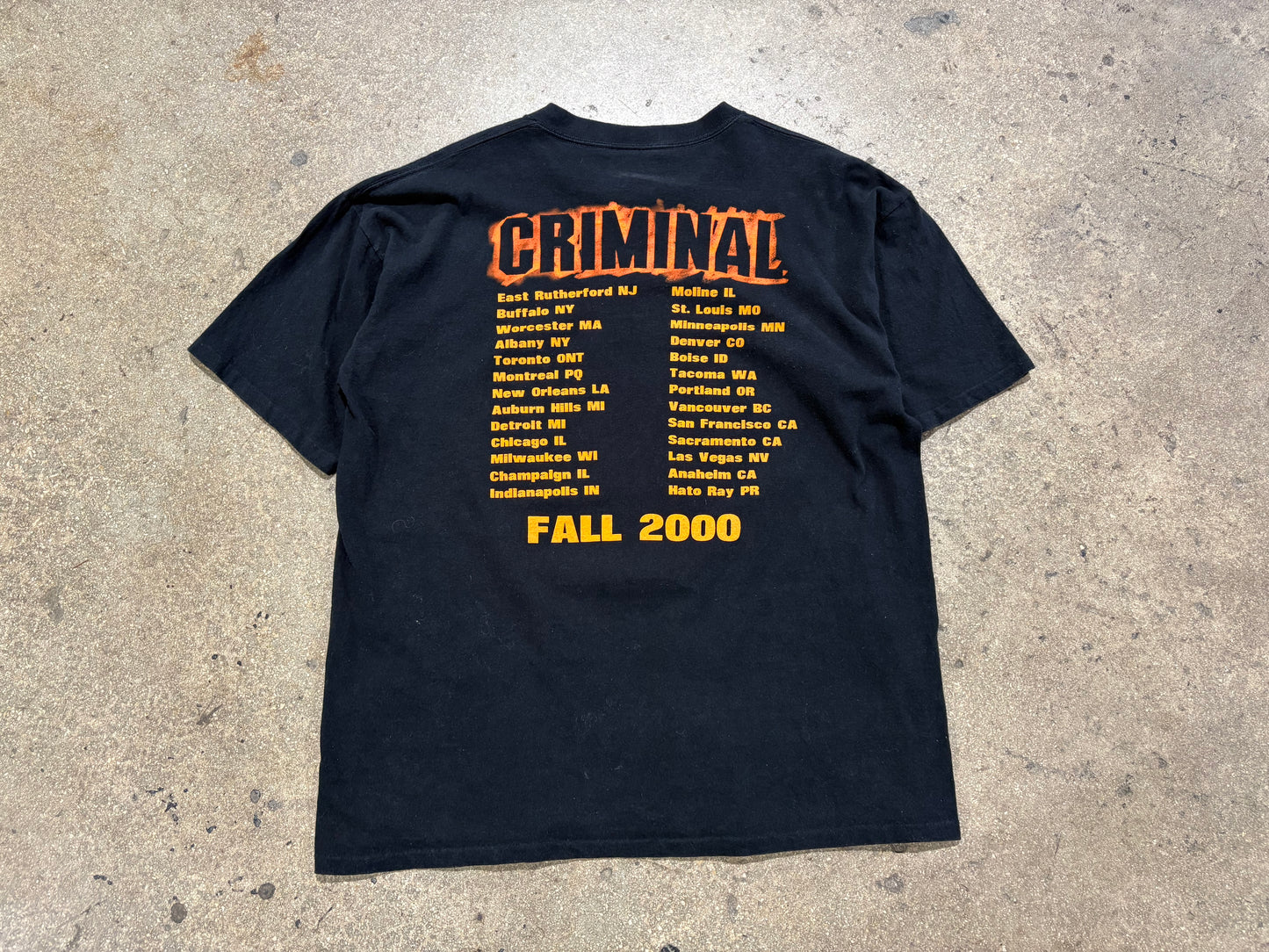 2000 Eminem Criminal Tour Tee - Black Size XL (23.5x29.5)