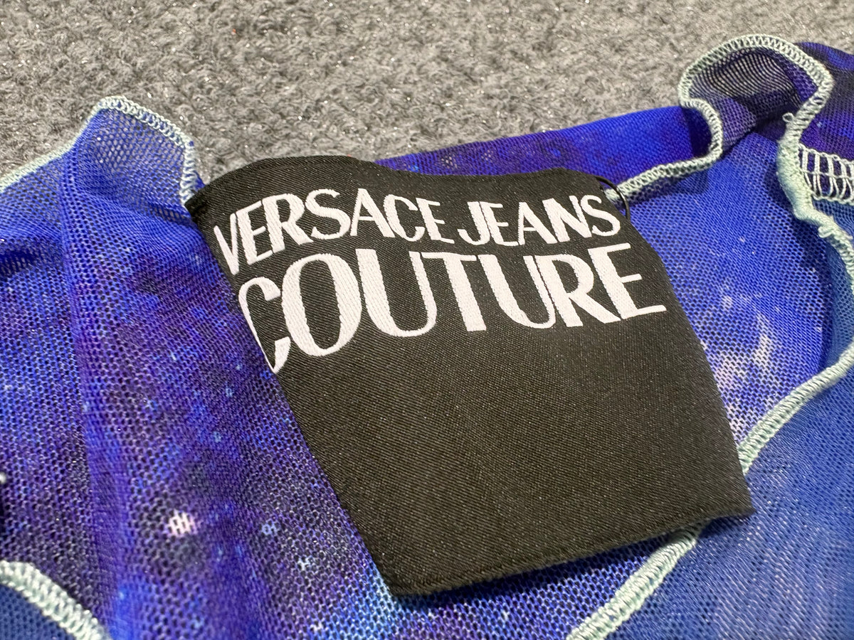 Versace Jeans Couture Sheer Galaxy Top - Blue Size Small