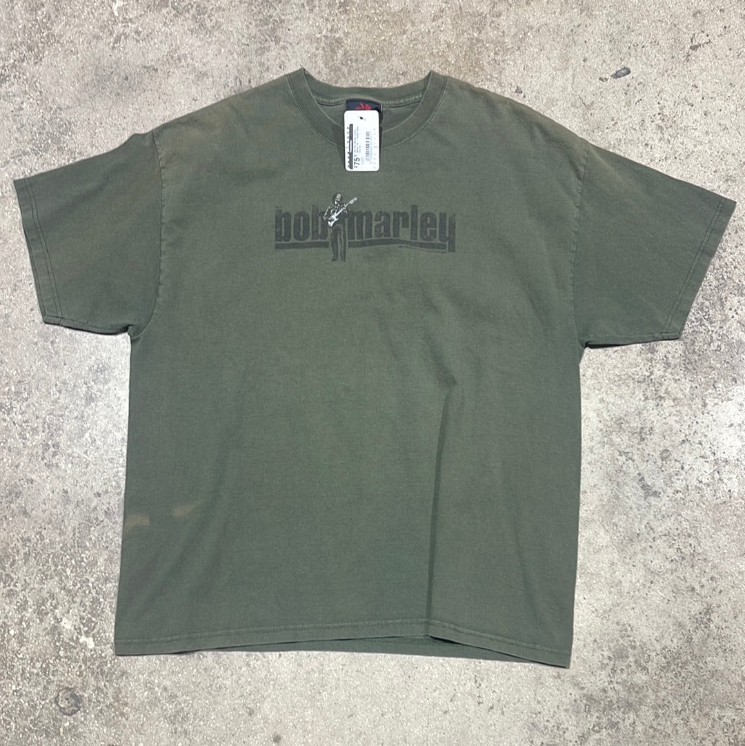 00s Bob Marley Center Name Tee - Faded Olive Size XL