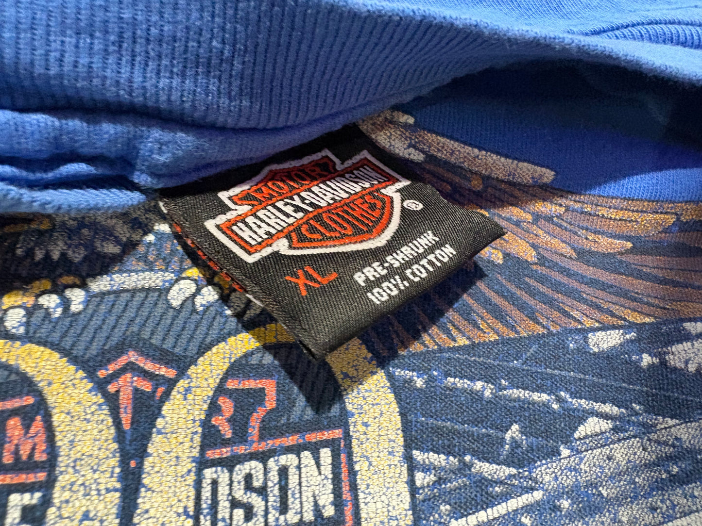 1993 Harley Davidson 90 Years Tee - Blue Size XL