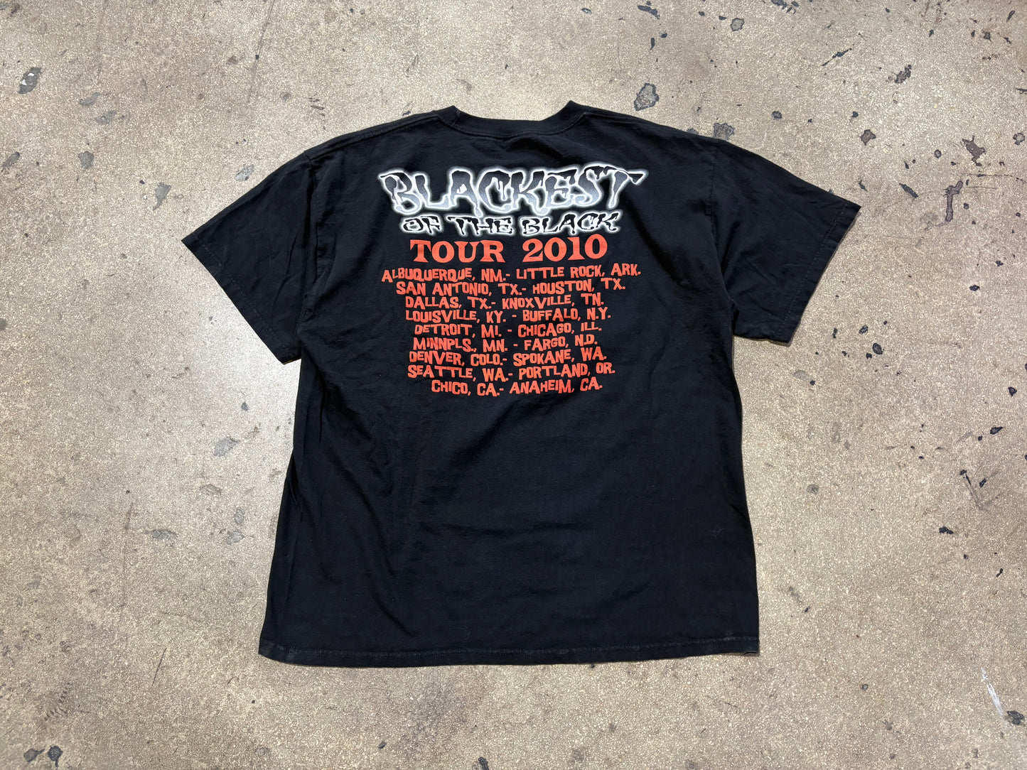 2010 Blackest of the Black Tour Tee - Black Size XL