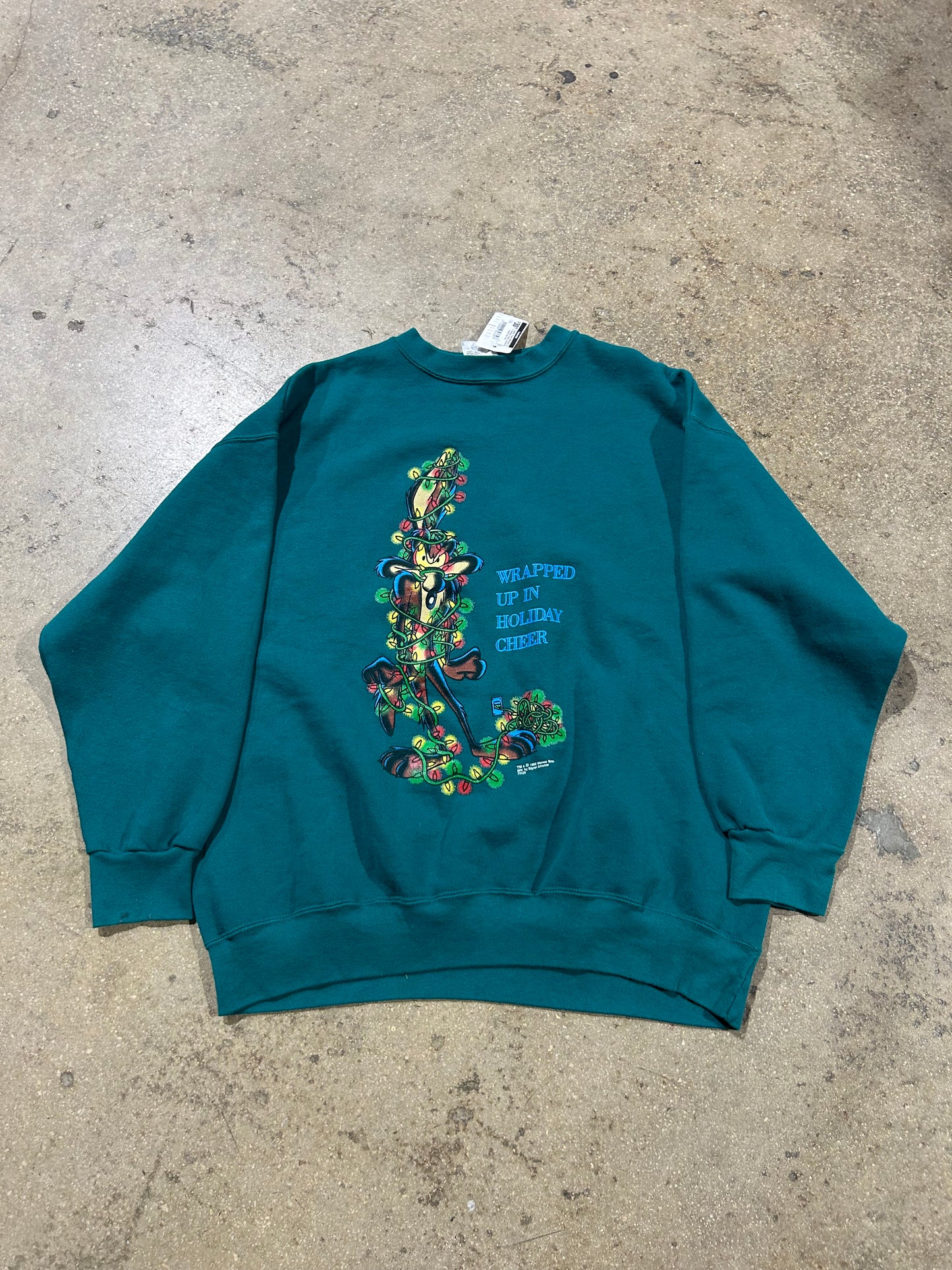 Looney Tunes Wrapped Up In Holiday Cheer Crewneck - Green Size XXL