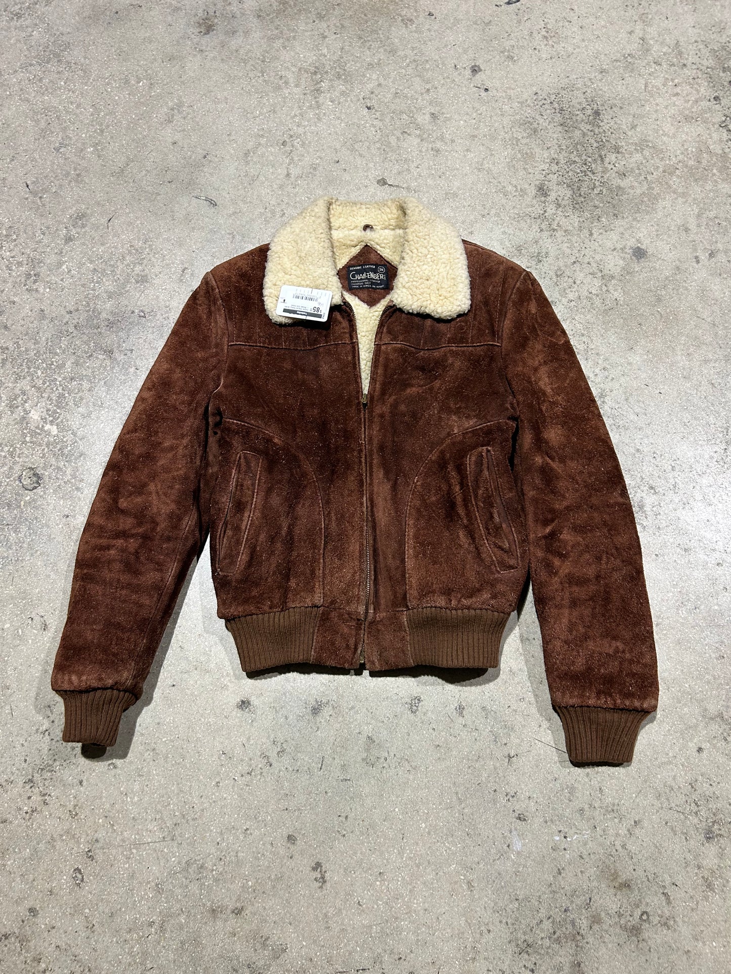 Suede Sherpa Heavy Jacket - Brown Size Small