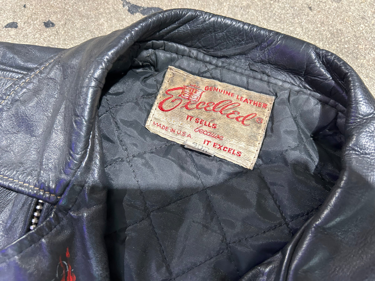 Cynema Hand Painted Leather Jacket - Black Size Medium