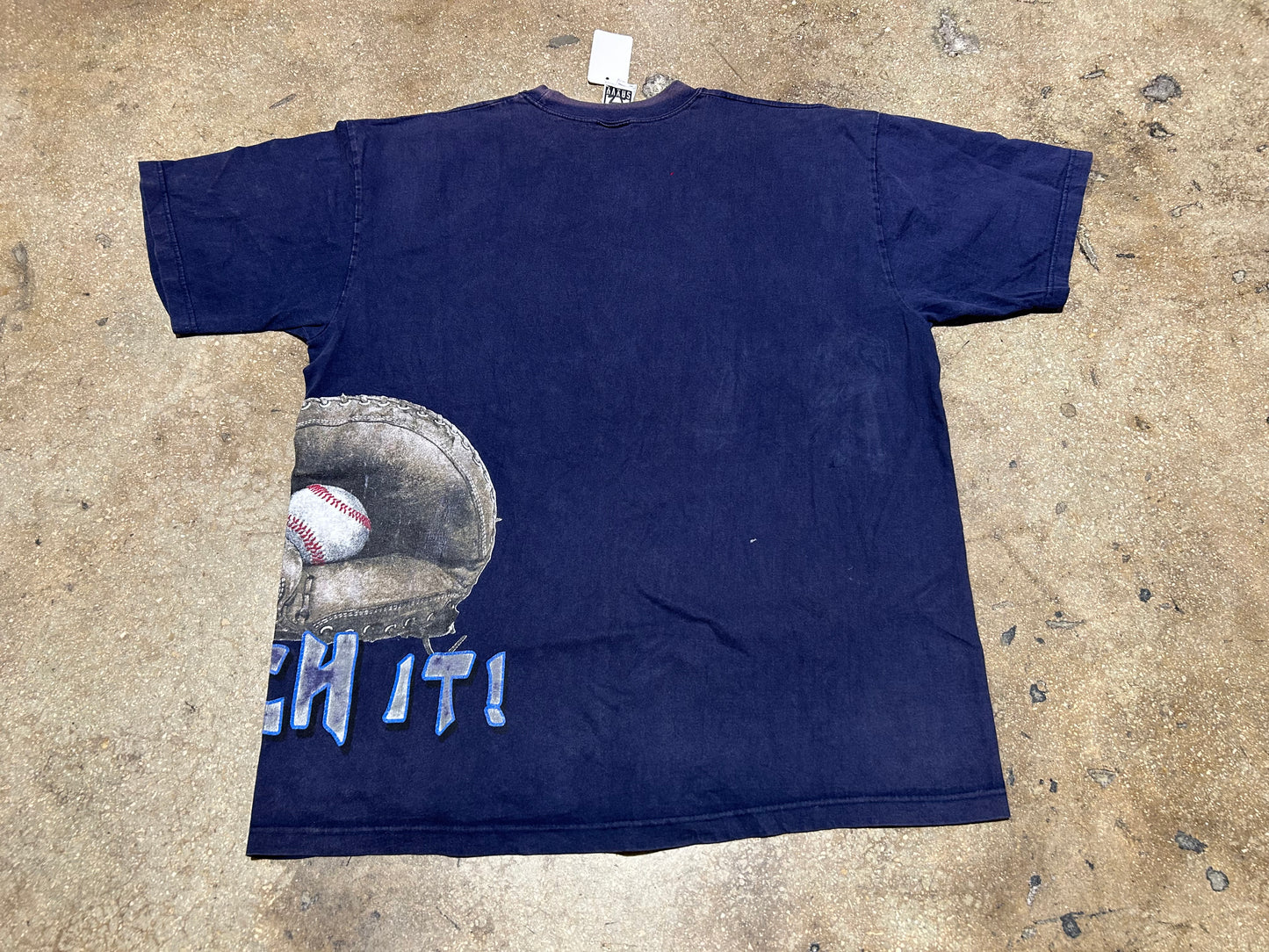 Baseball Catch Big Print Tee - Navy Size XL