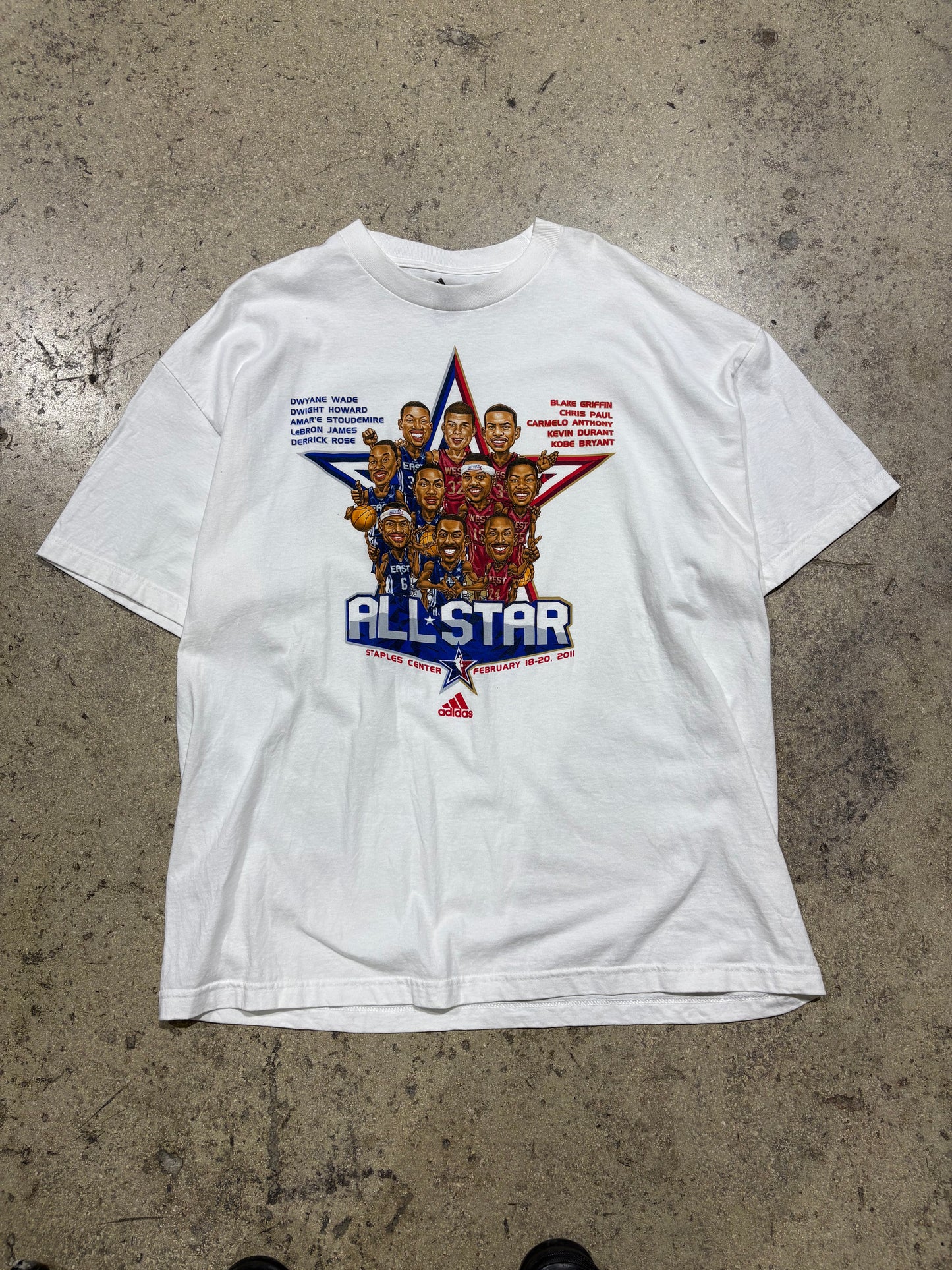 2011 Adidas NBA All Star Game Caricature Tee - White Size XXL (26x32)