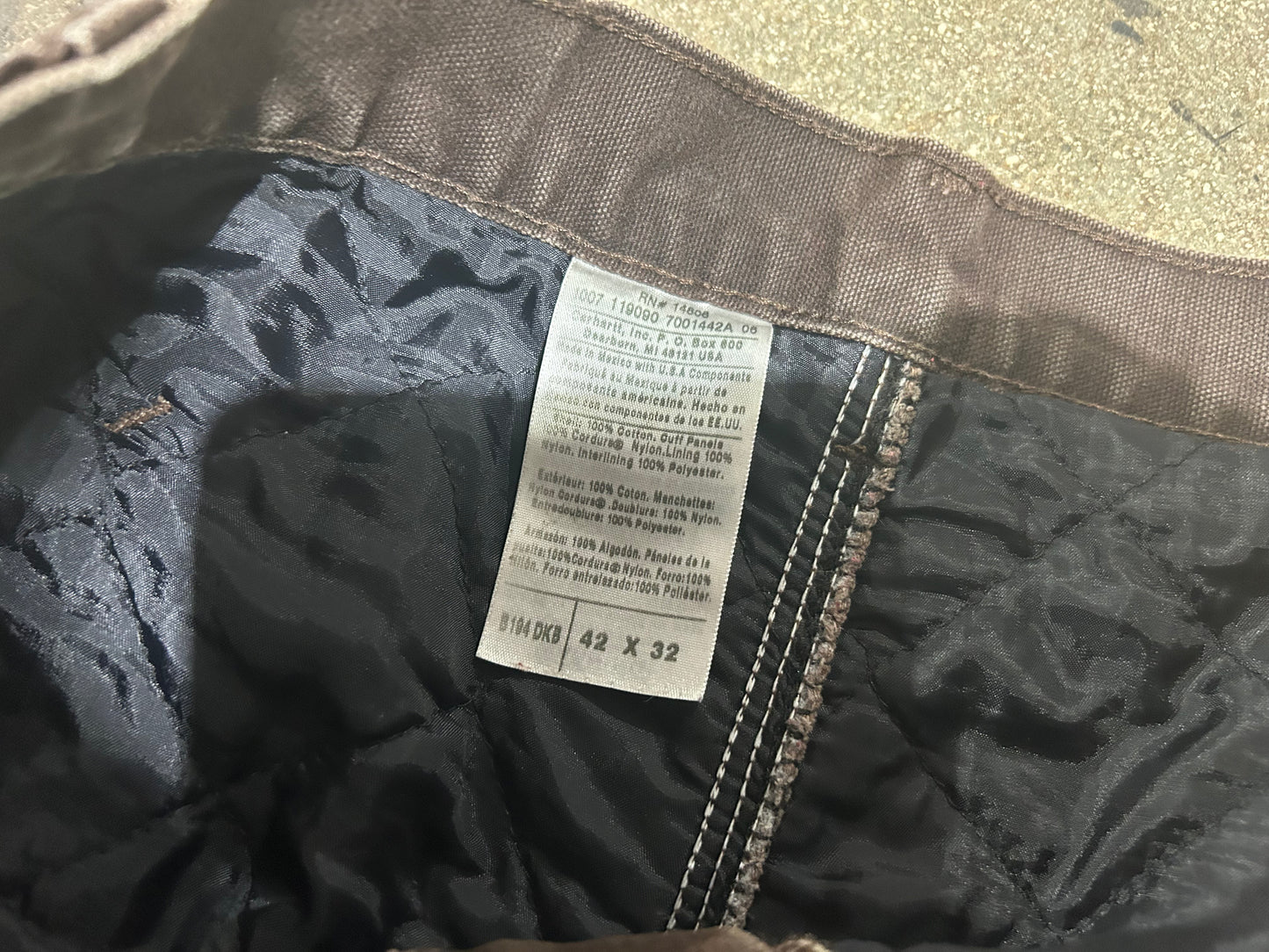 Carhartt Insulted Double Knee Carpenter Pants - Brown Size 42x32
