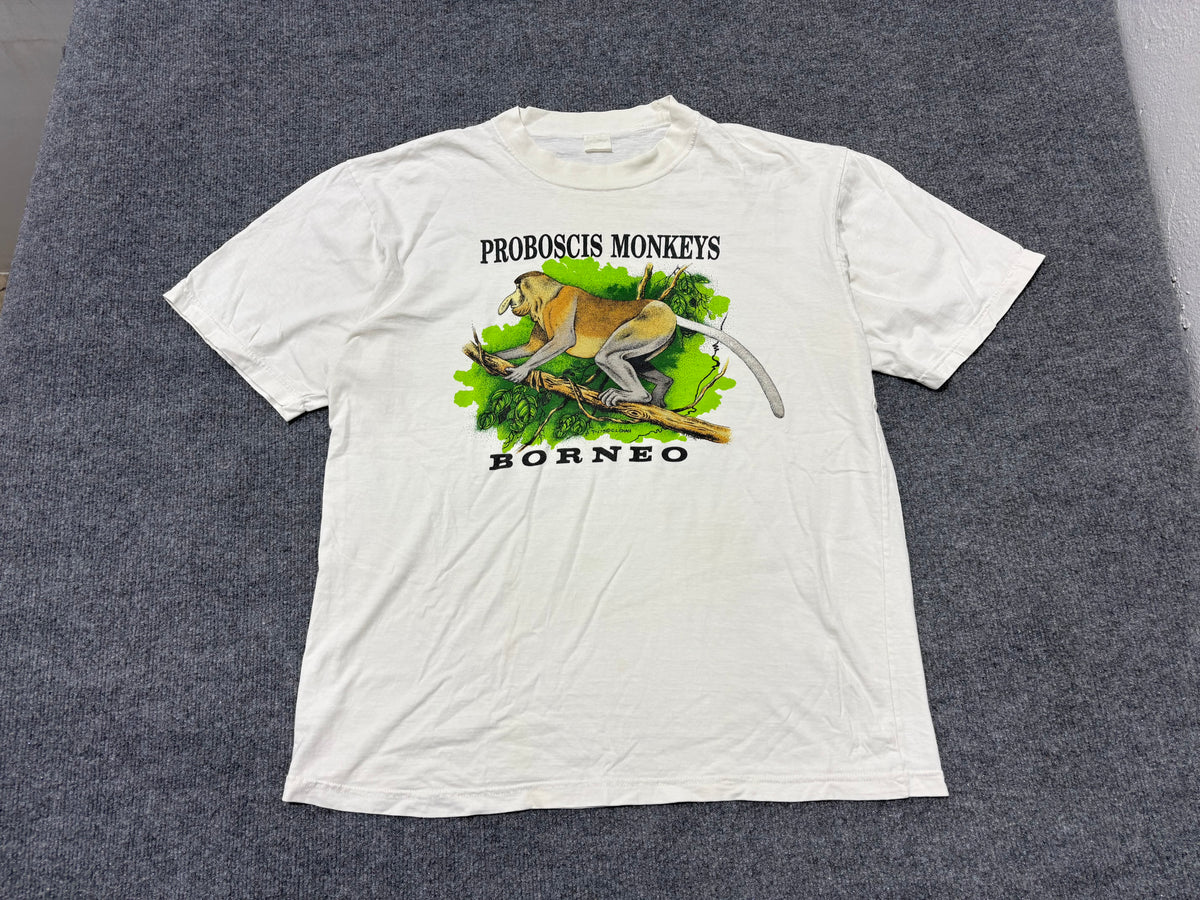 Proboscis Monkeys Borneo Tee - White Size XL