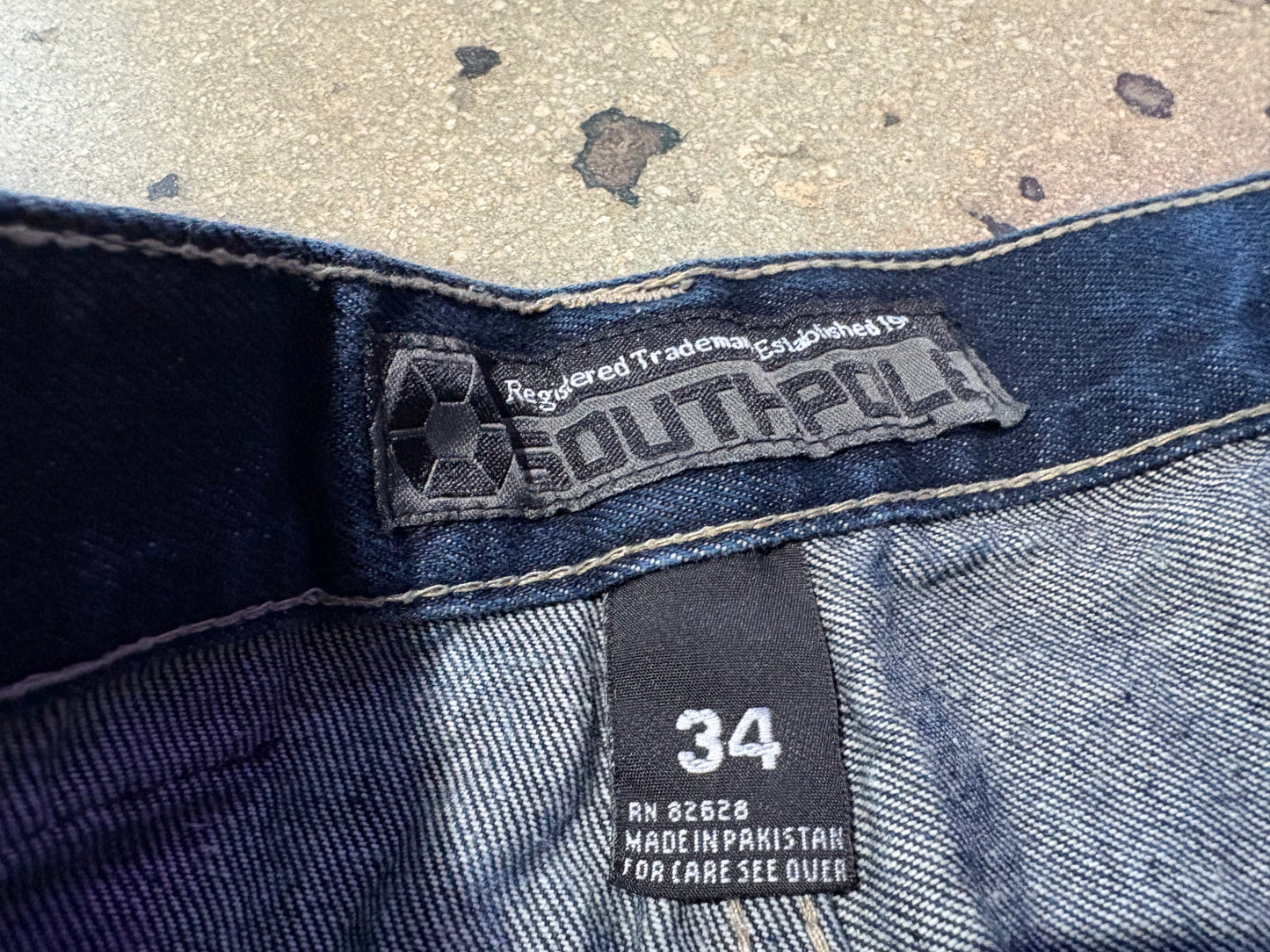 South Pole Baggy Wide Leg Denim Jeans - Navy Size 34