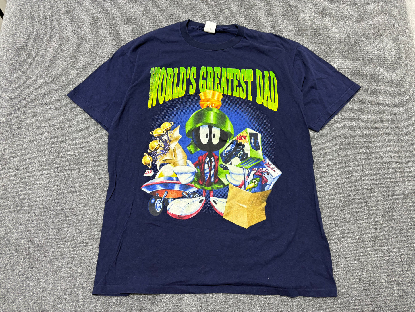 1995 Marvin The Martian Greatest Dad Tee - Navy Size XL
