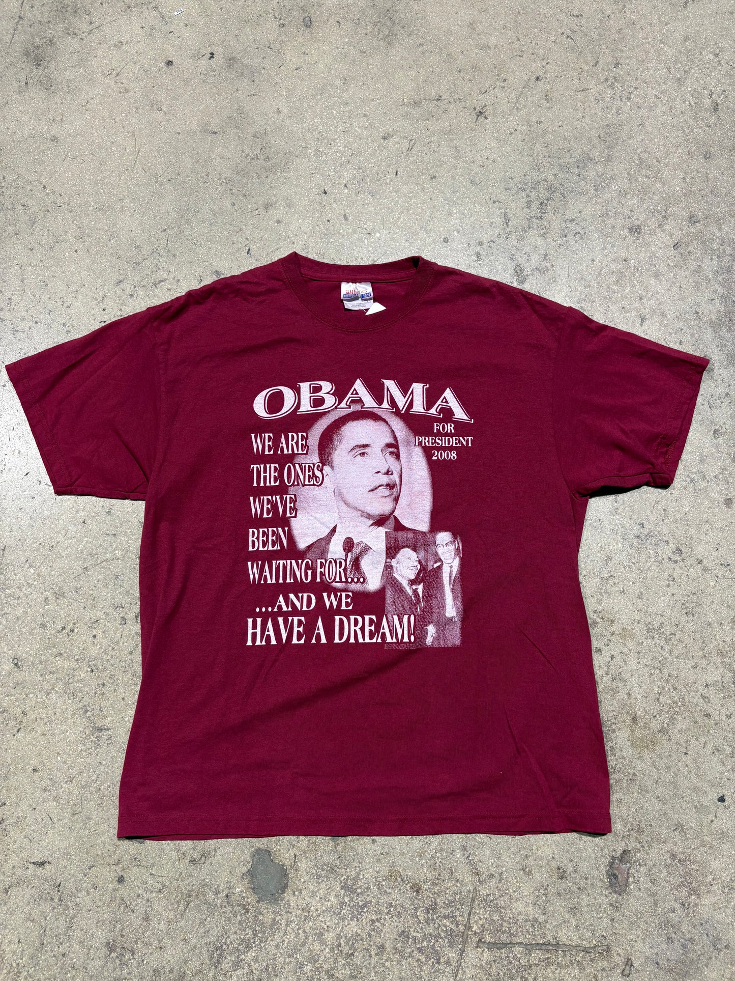 2008 Obama For President Tee - Burgundy Size Large